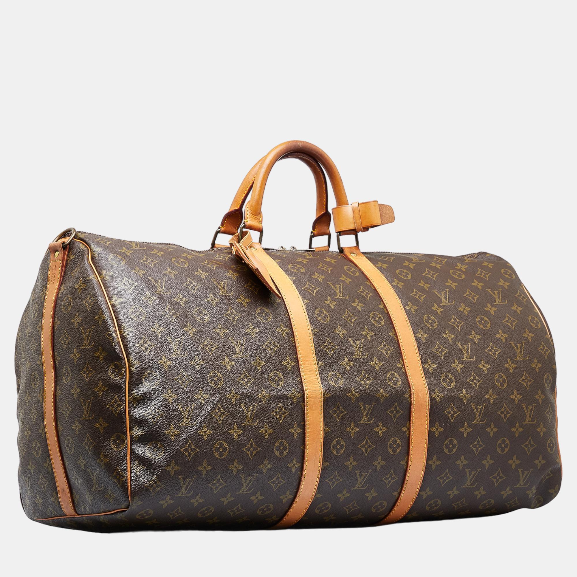 

Louis Vuitton Brown Monogram Keepall Bandouliere 60