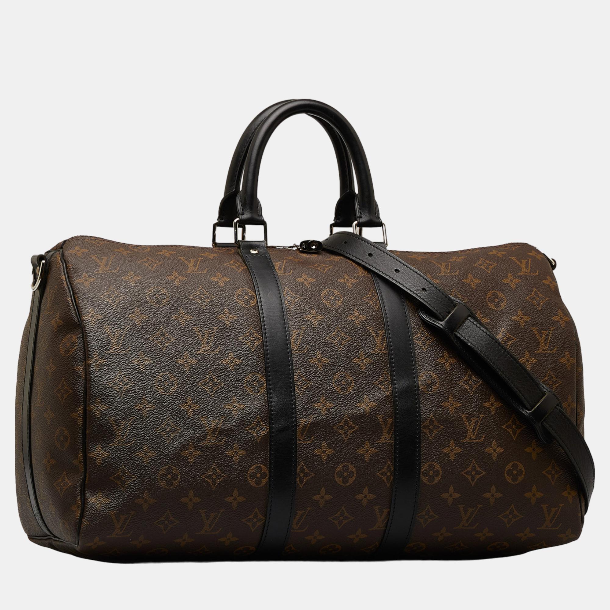 

Louis Vuitton Brown Monogram Macassar Keepall Bandouliere