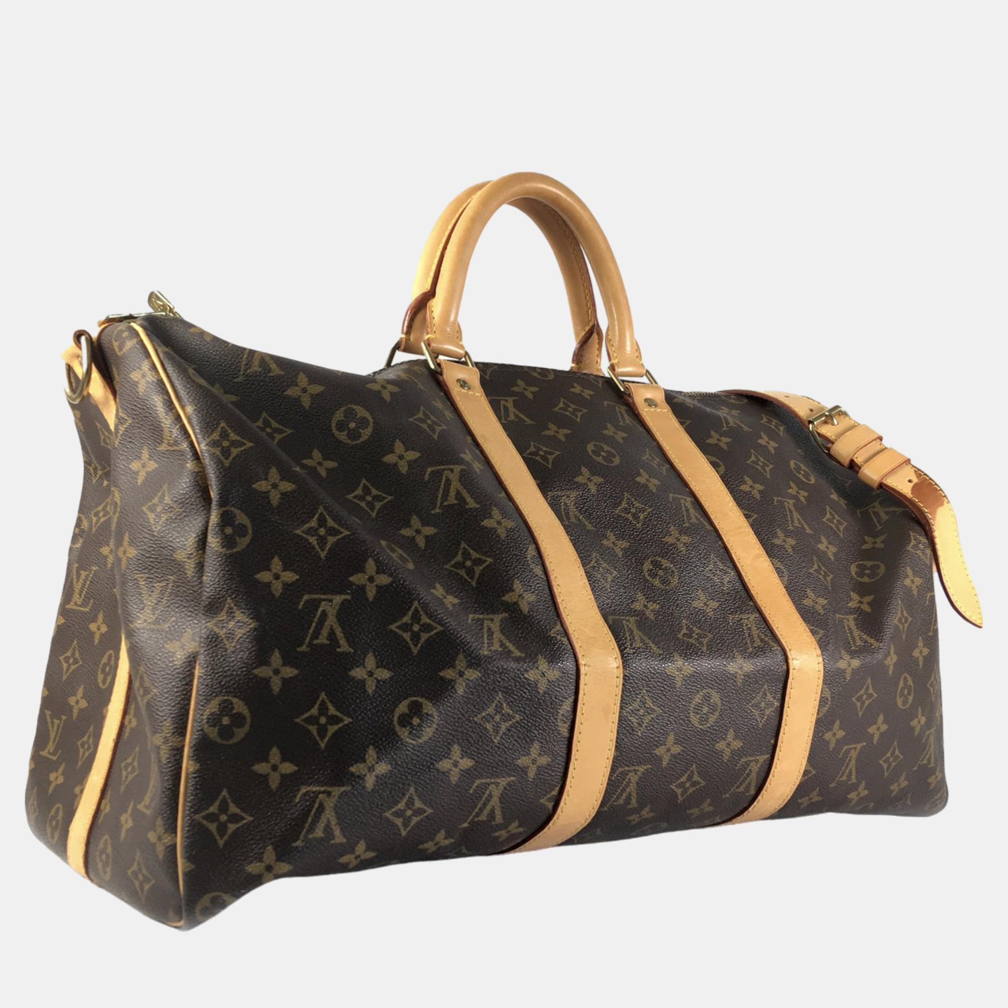 

Louis Vuitton Brown Monogram Keepall Bandouliere 50