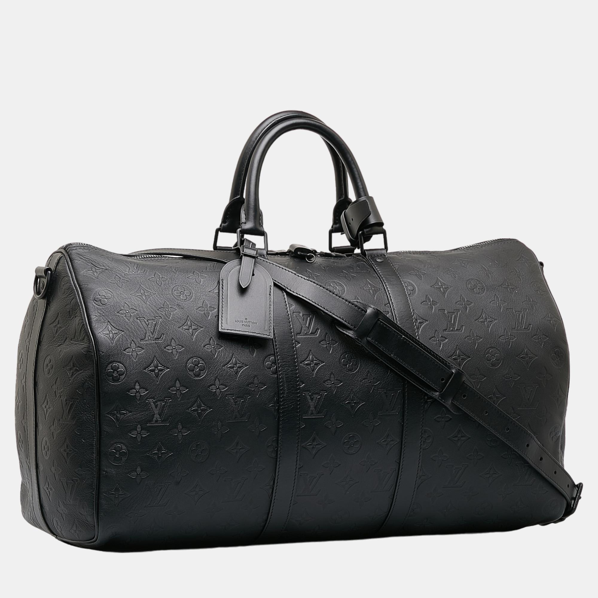 

Louis Vuitton Black Monogram Shadow Keepall Bandouliere 50