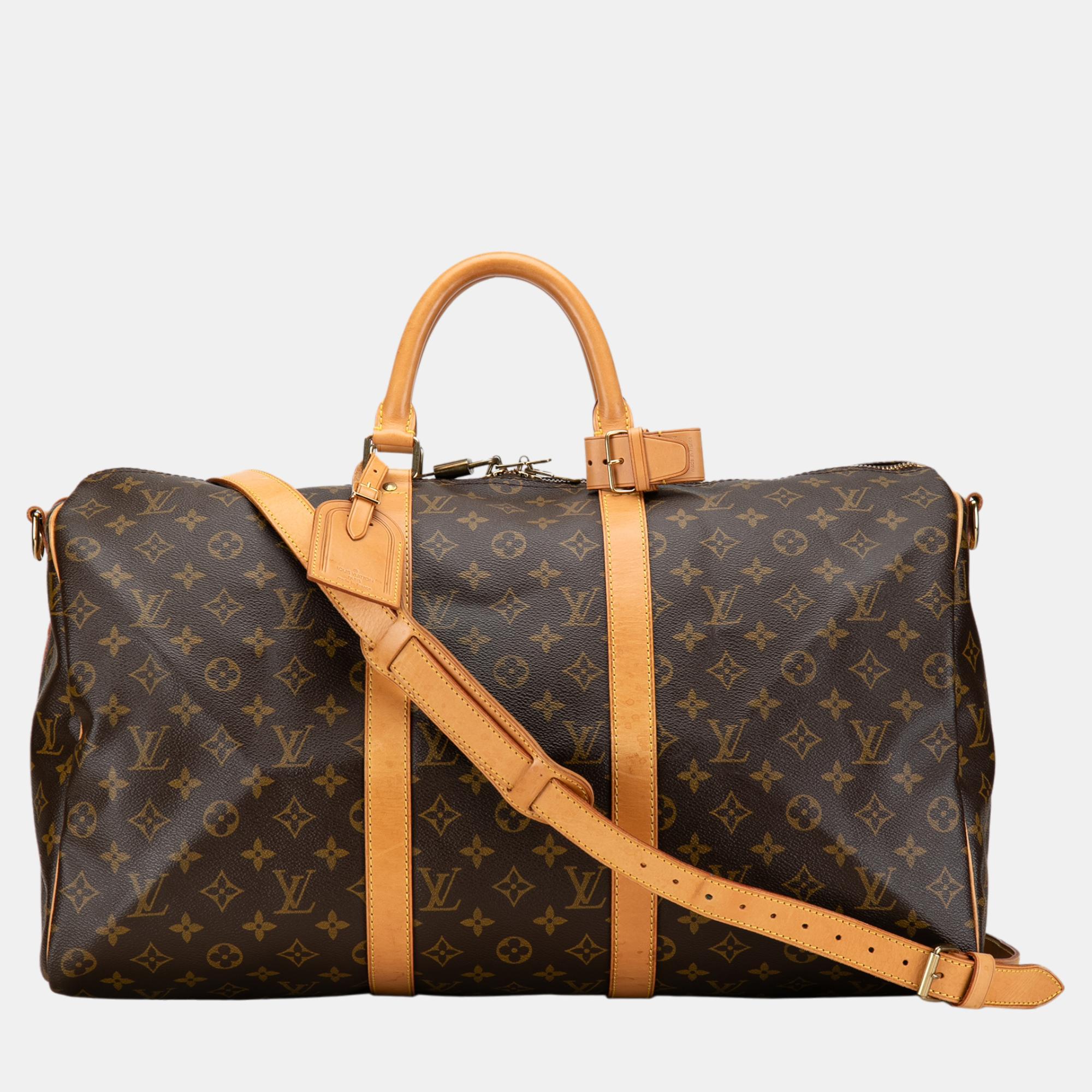 

Louis Vuitton Brown Monogram Keepall Bandouliere 50