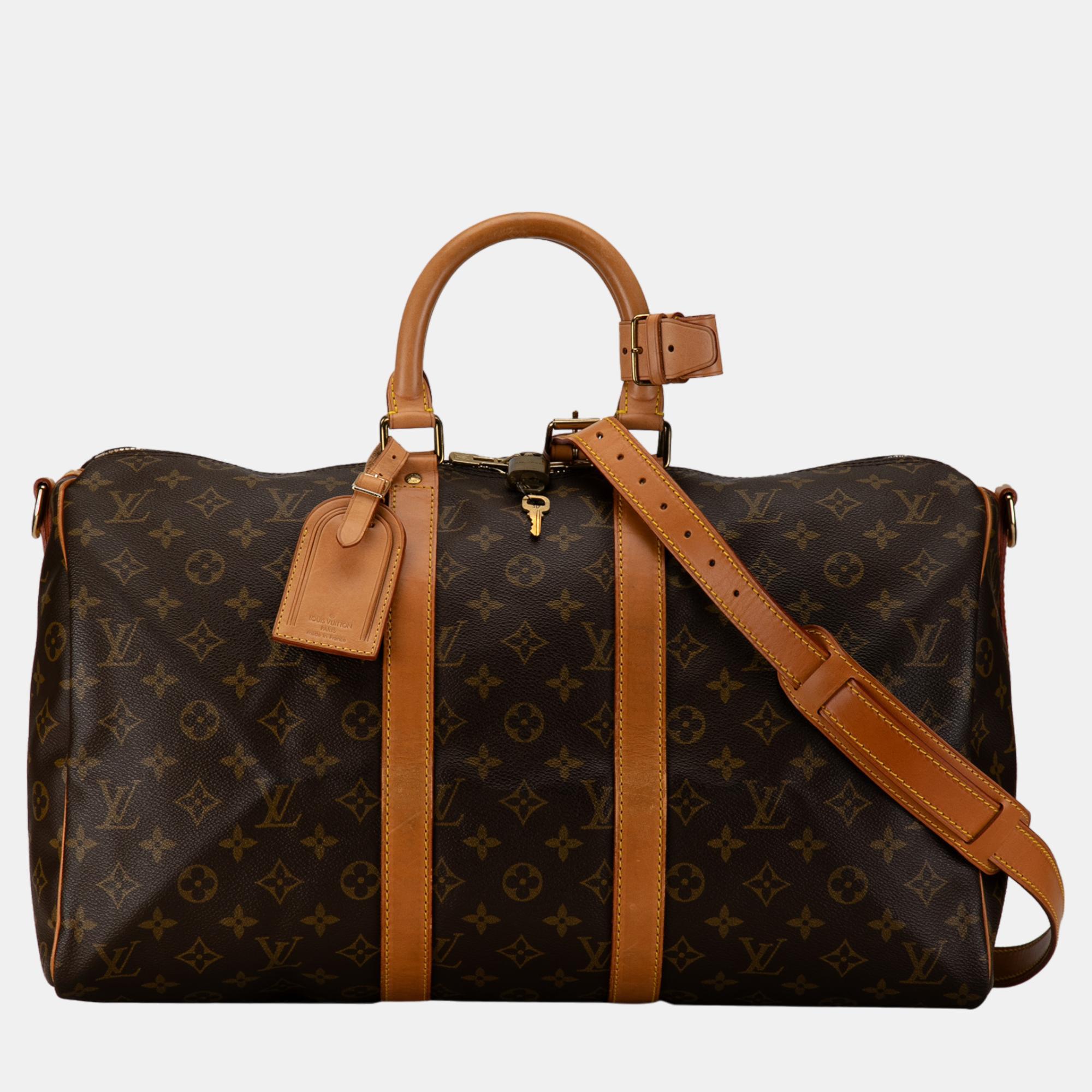 

Louis Vuitton Brown Monogram Keepall Bandouliere 45