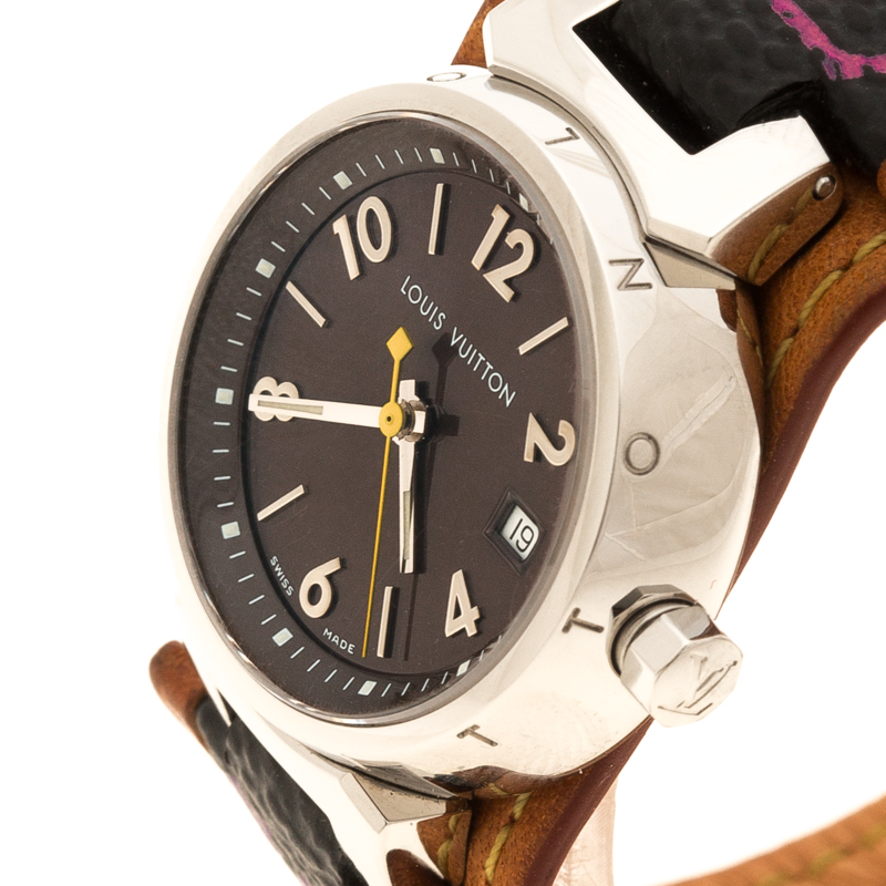 Louis Vuitton Brown Q1211 Tambour Women&#39;s Wristwatch Louis Vuitton | TLC