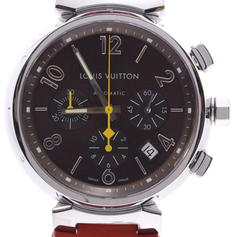 

Louis Vuitton Brown Stainless Steel Tambour Q11211 Chronograph Men's Wristwatch