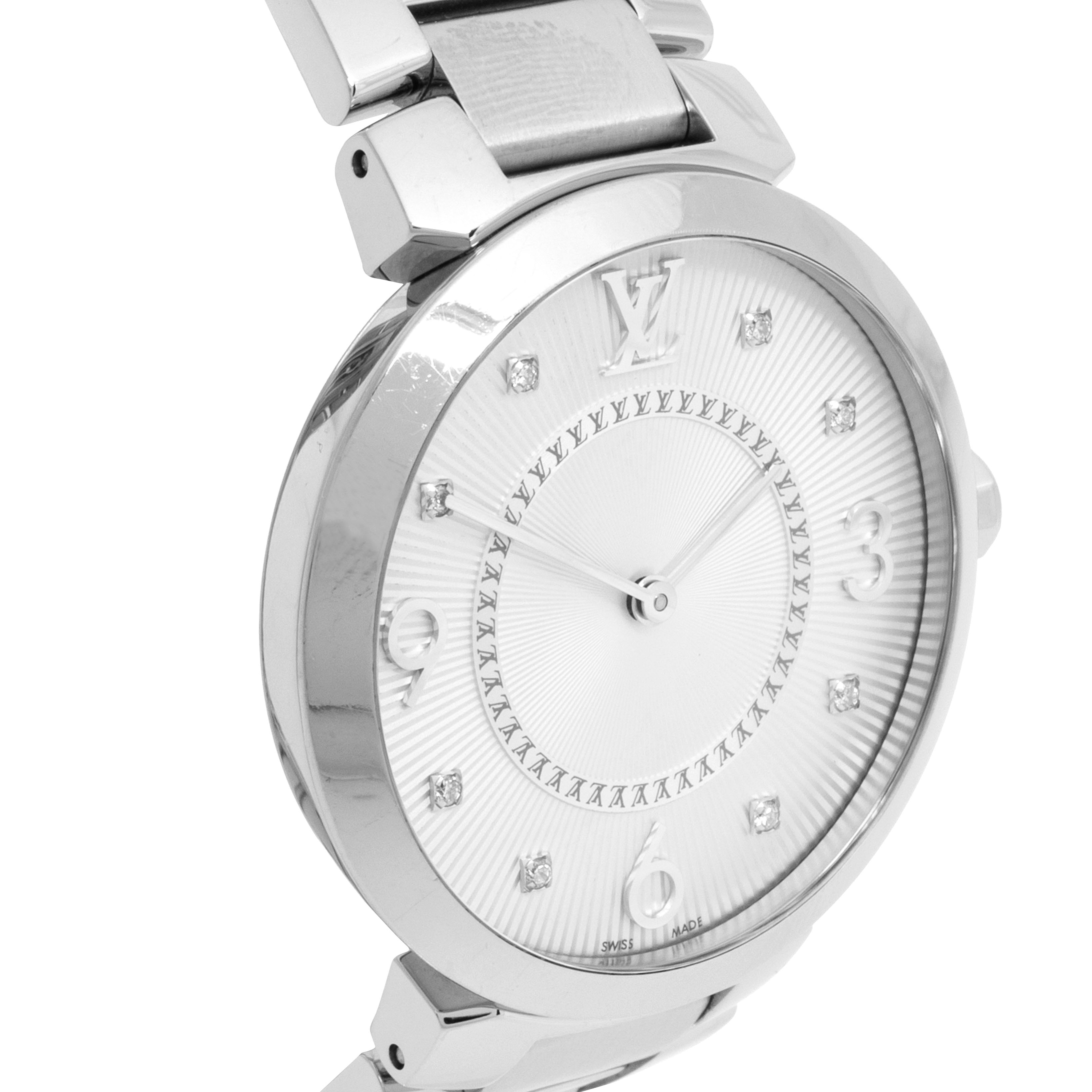 

Louis Vuitton Silver White Stainless Steel Q13MJ4 Women's Wristwatch