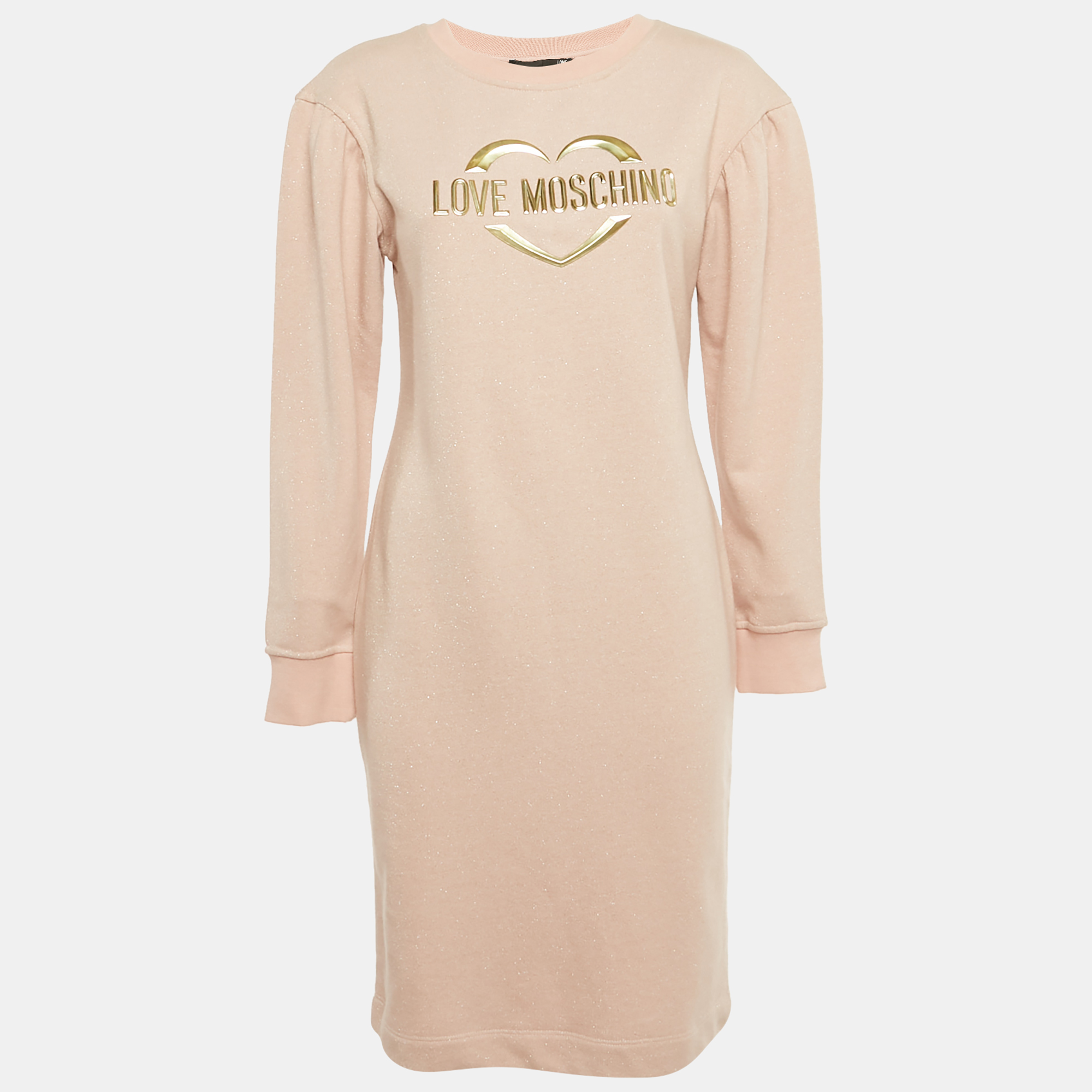 

Love Moschino Pink Lurex Knit Crewneck Dress S