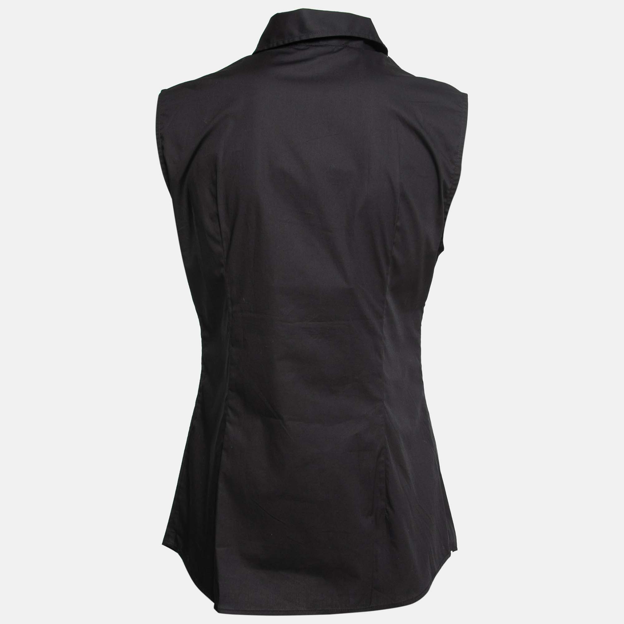 

Love Moschino Black Cotton Logo Embellished Sleeveless Top