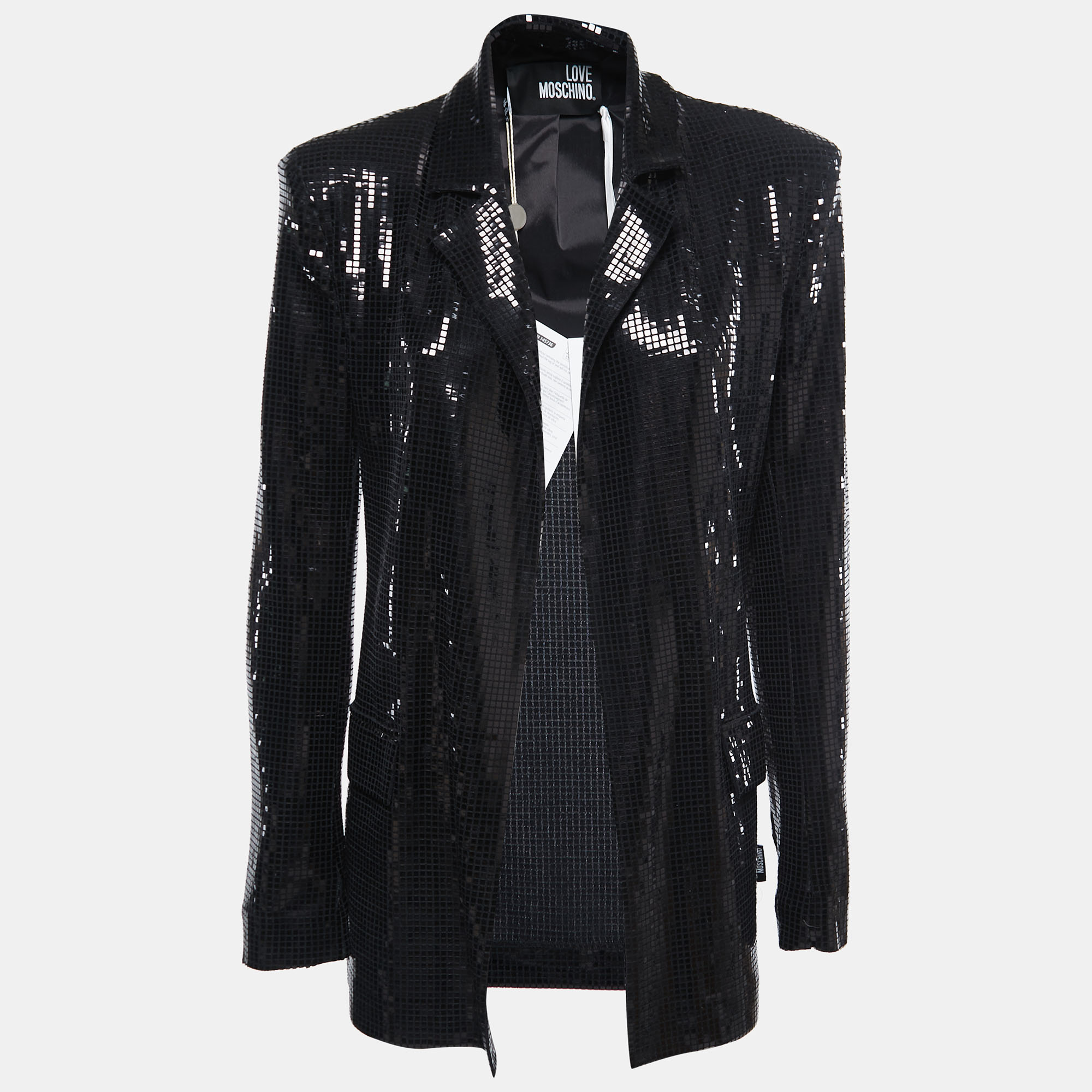 Love Moschino Black Sequined Open Blazer M
