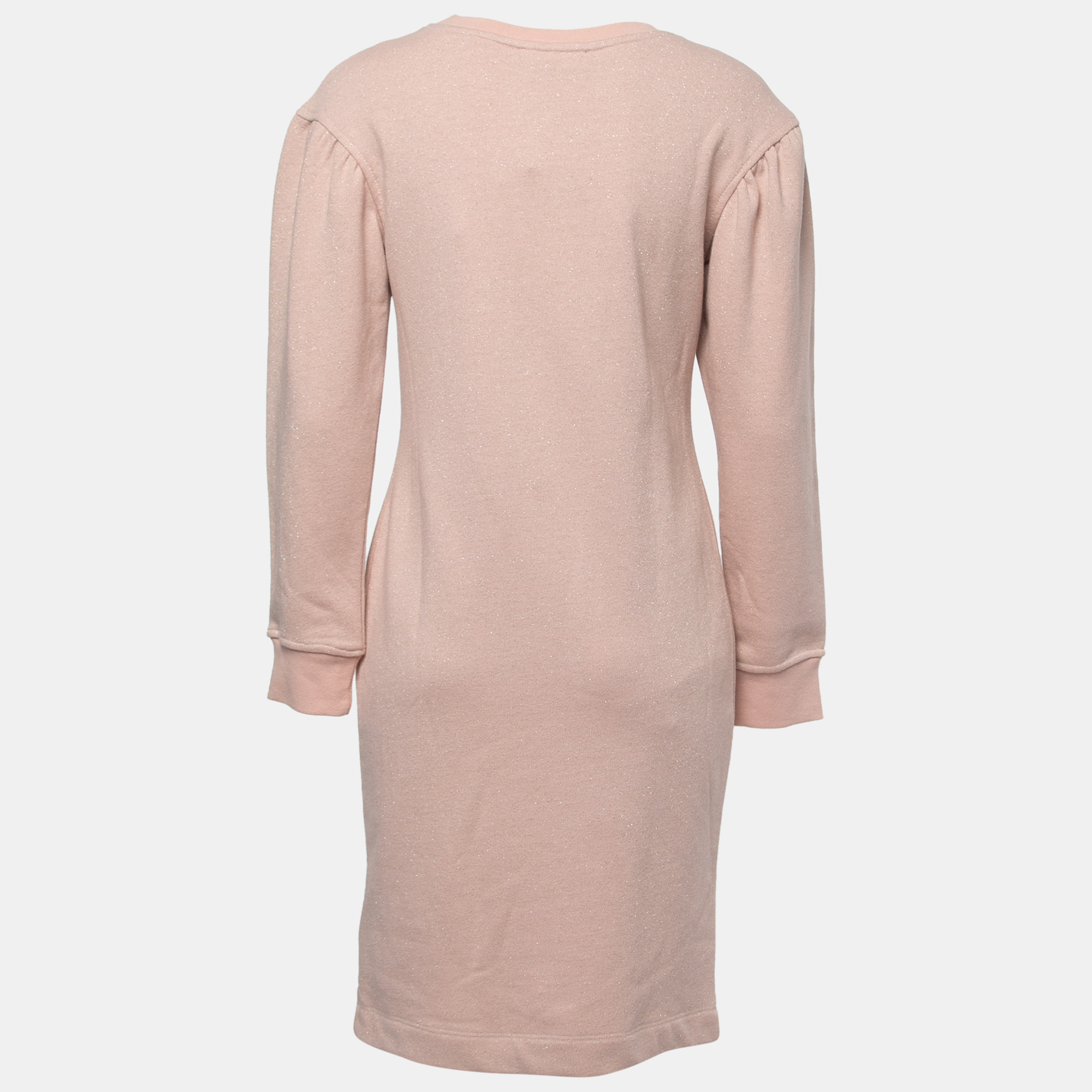 

Love Moschino Pink Cotton Knit Logo Applique Sweater Dress