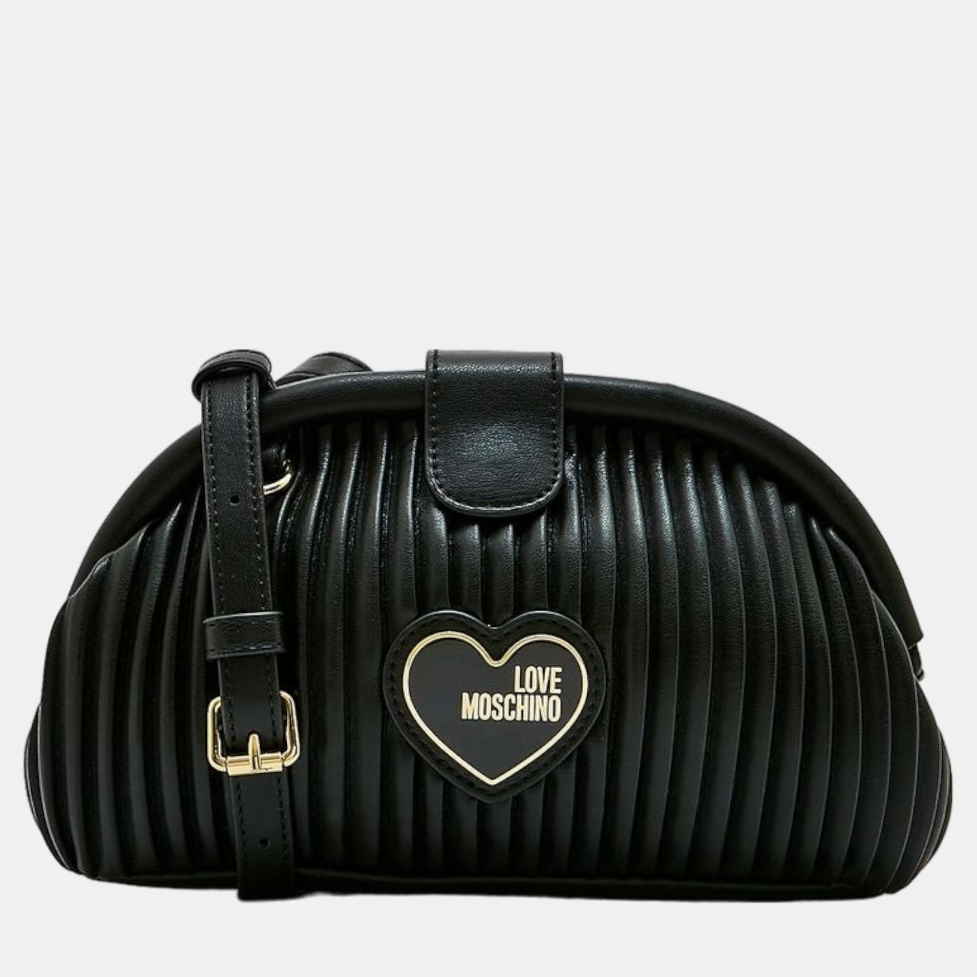 Pre-owned Love Moschino Black Pu Leather Shoulder Bag