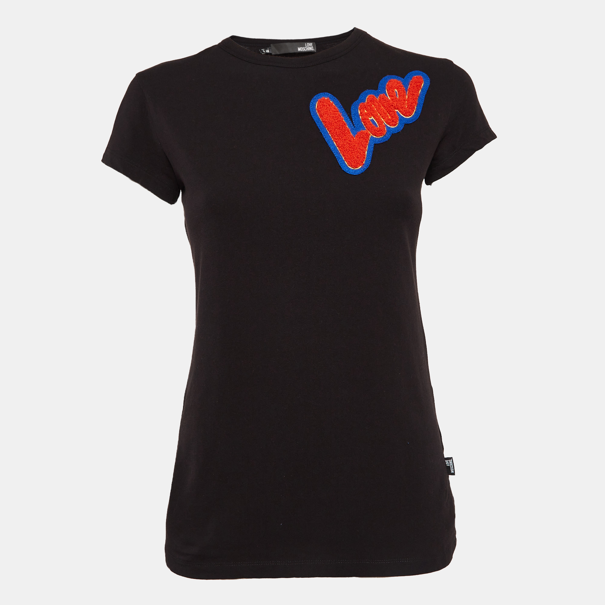 

Love Moschino Black Cotton Knit Love Patch Detail T-Shirt S