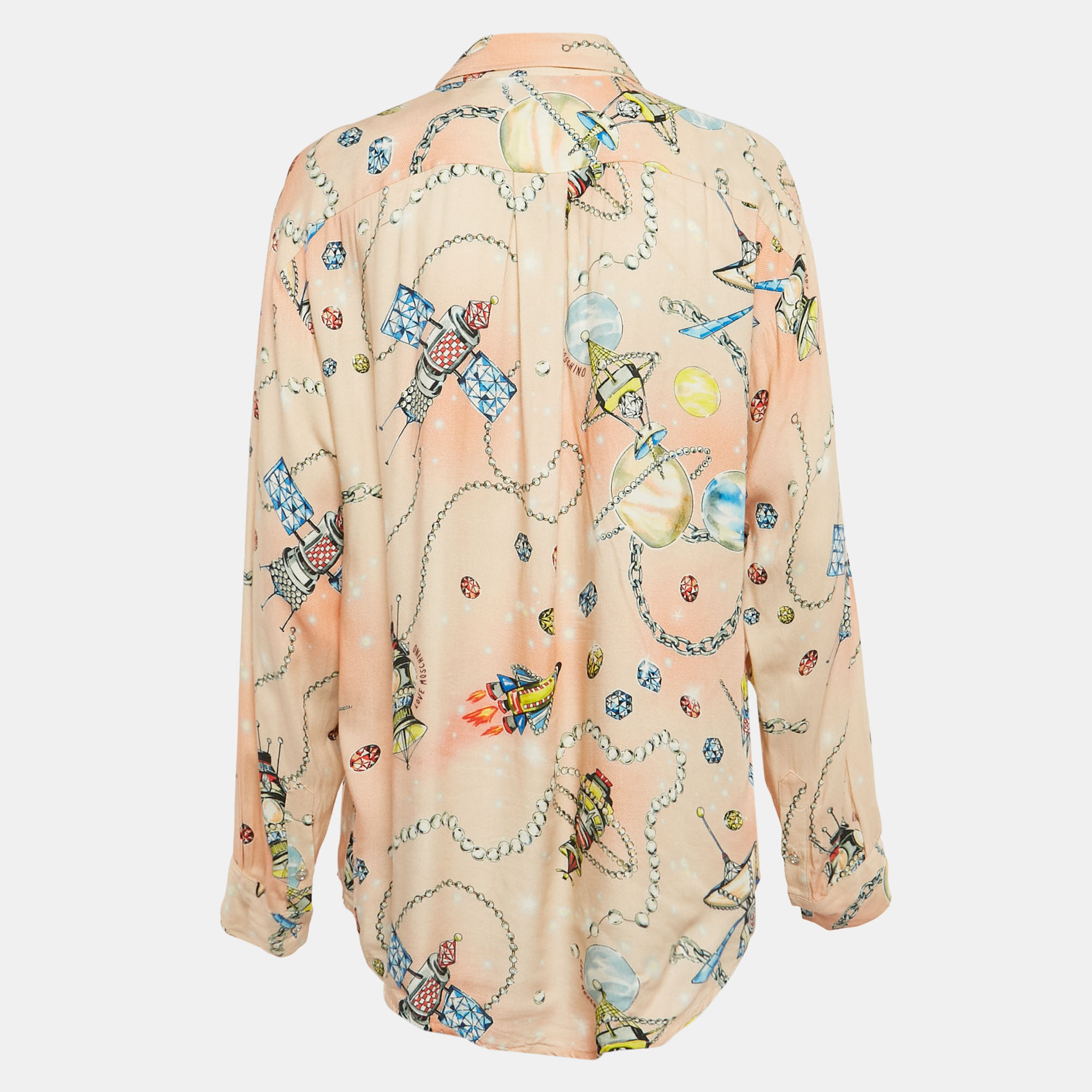 Love Moschino Multicolor Viscose Button Front Oversized Shirt M 
