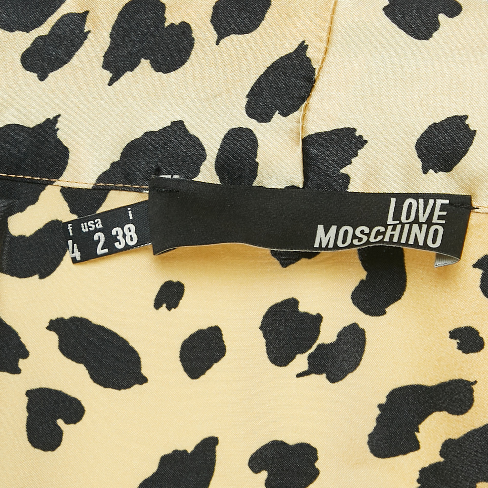 Love Moschino Brown Leopard Print Satin Mini Dress S 