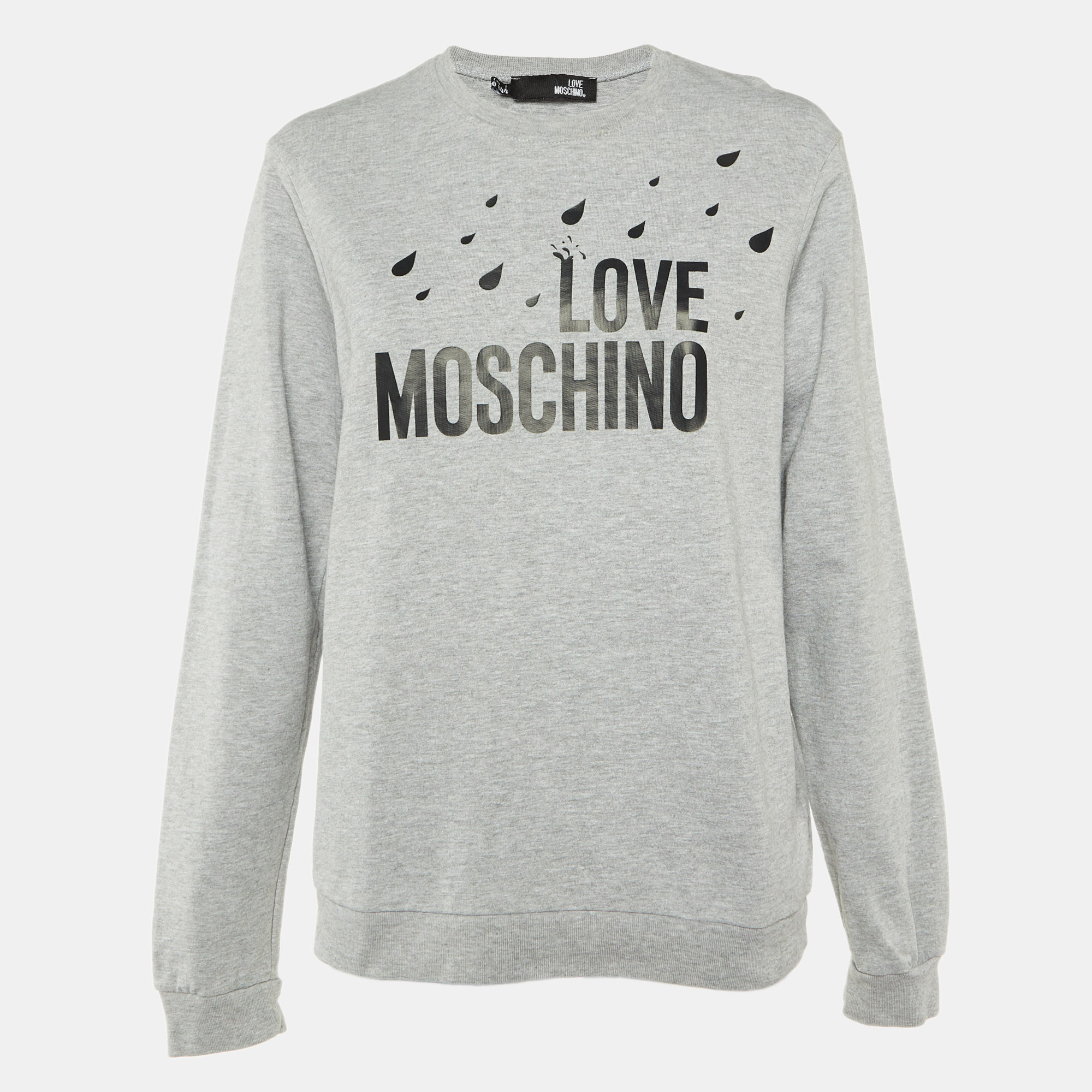 

Love Moschino Grey Logo Print Cotton Crew Neck Sweatshirt M