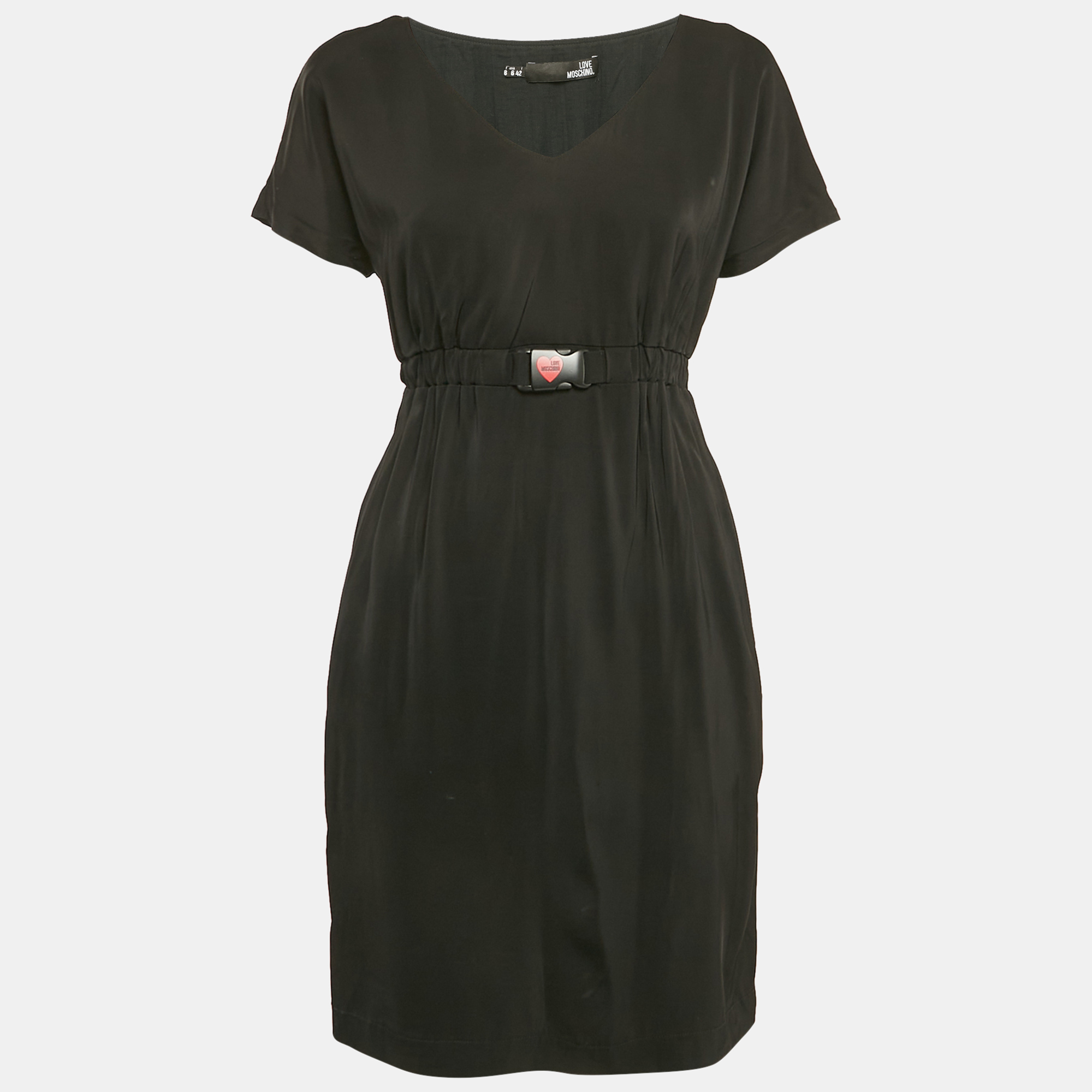 

Love Moschino Black Jersey Ruched Mini Dress M