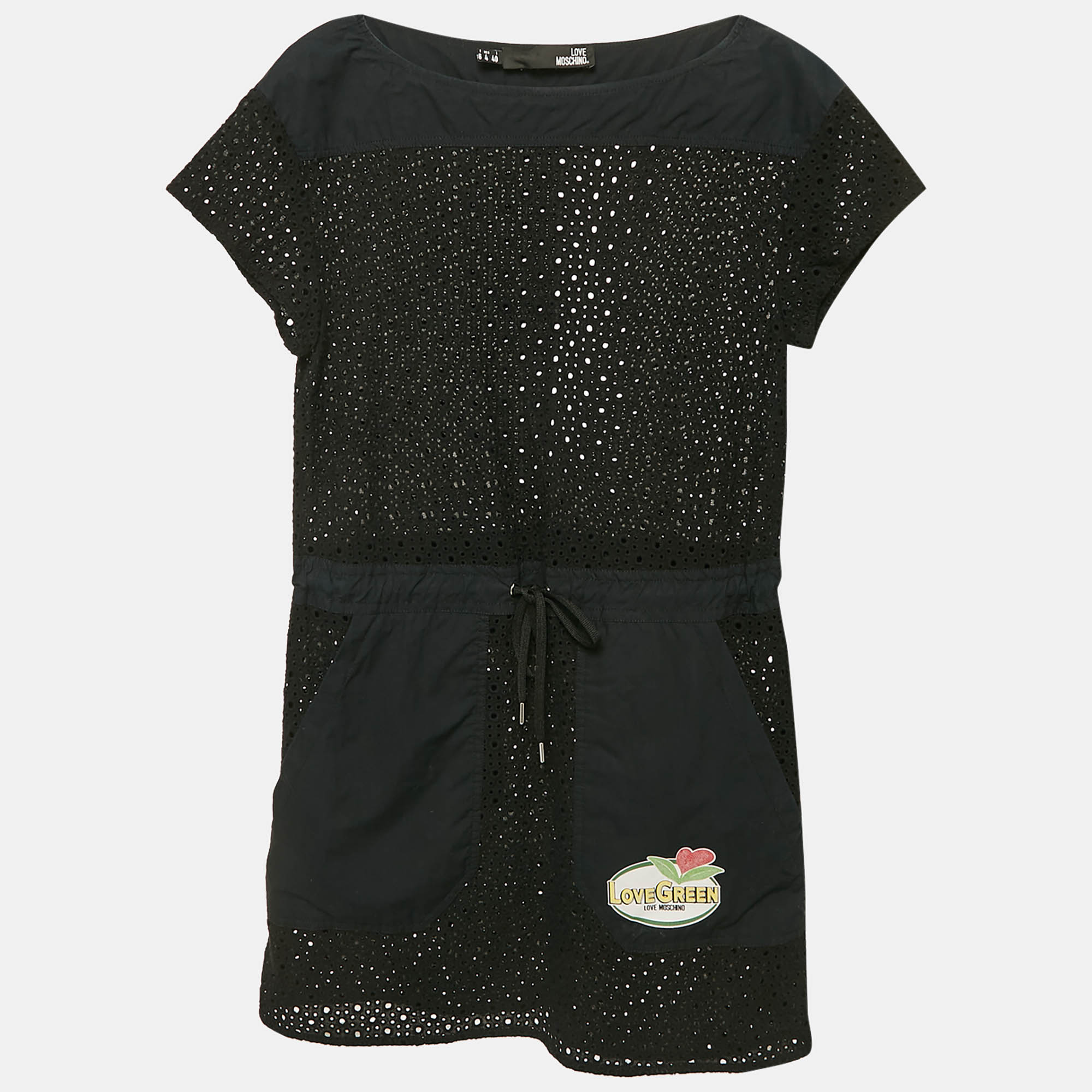 

Love Moschino Black Broderie Anglaise Cotton Mini Dress L