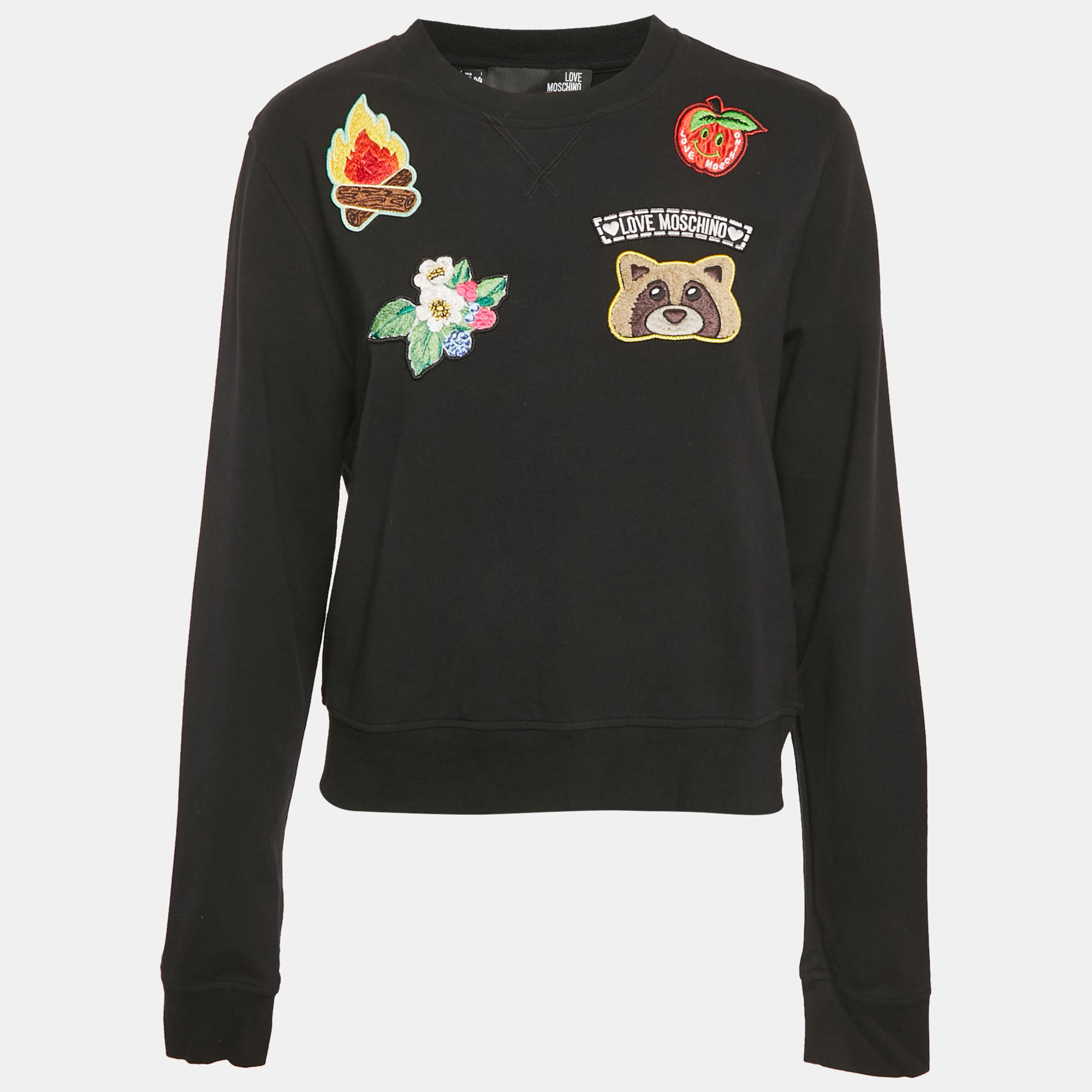 

Love Moschino Black Cotton Knit Applique Sweatshirt M