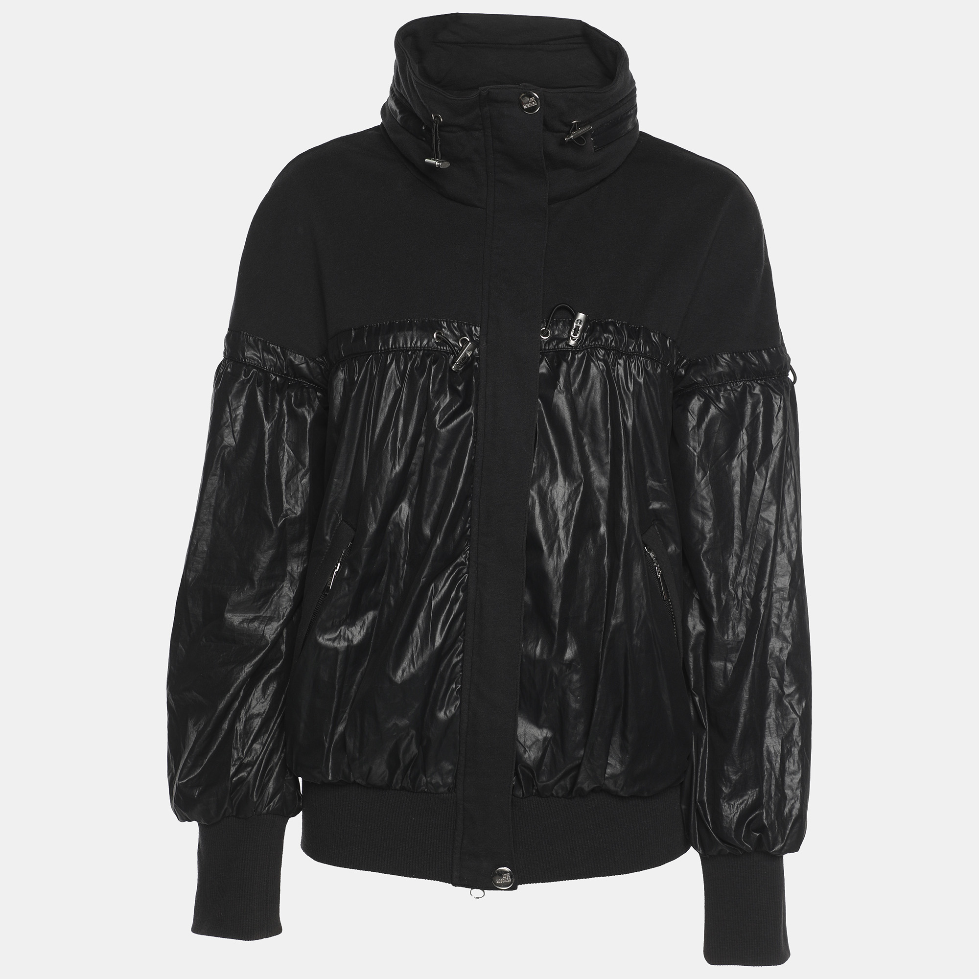 

Love Moschino Black Jersey Nylon Hoodie Jacket M
