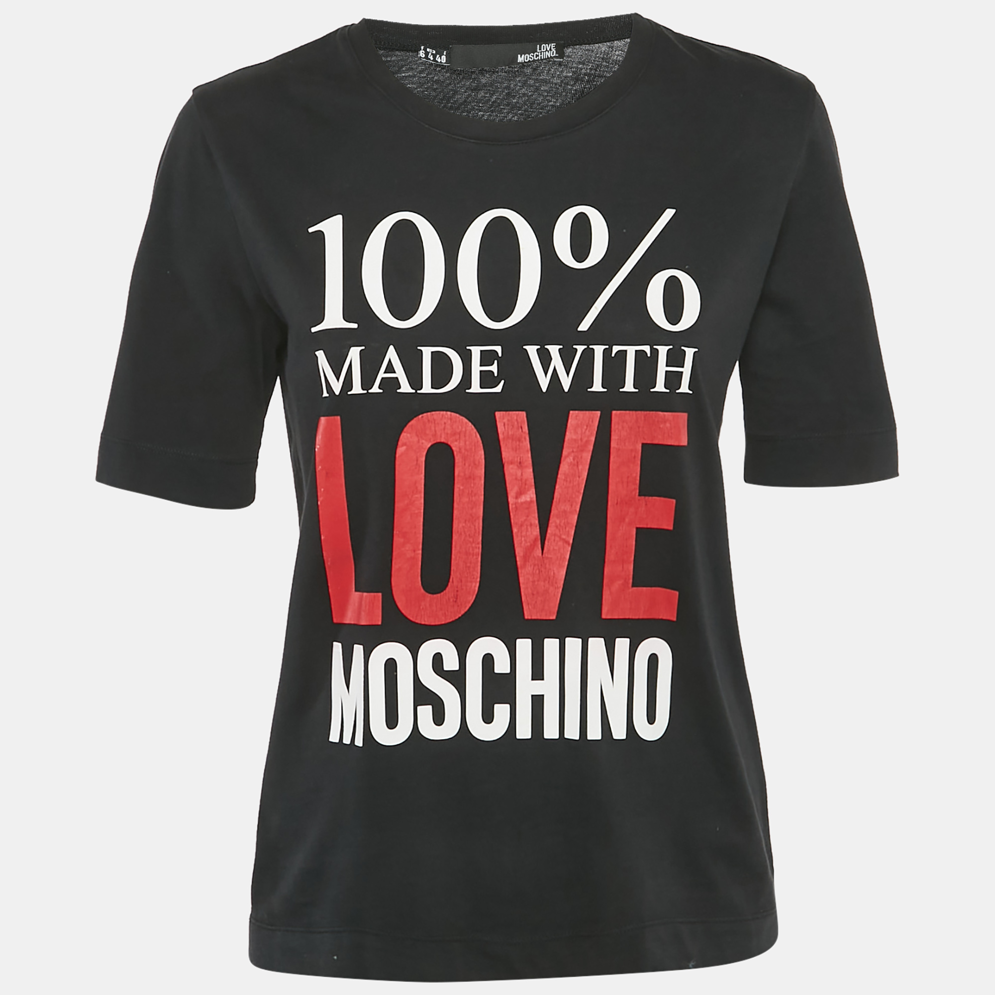 Love Moschino Black 100% Made With Love Logo Print Cotton T-Shirt S
