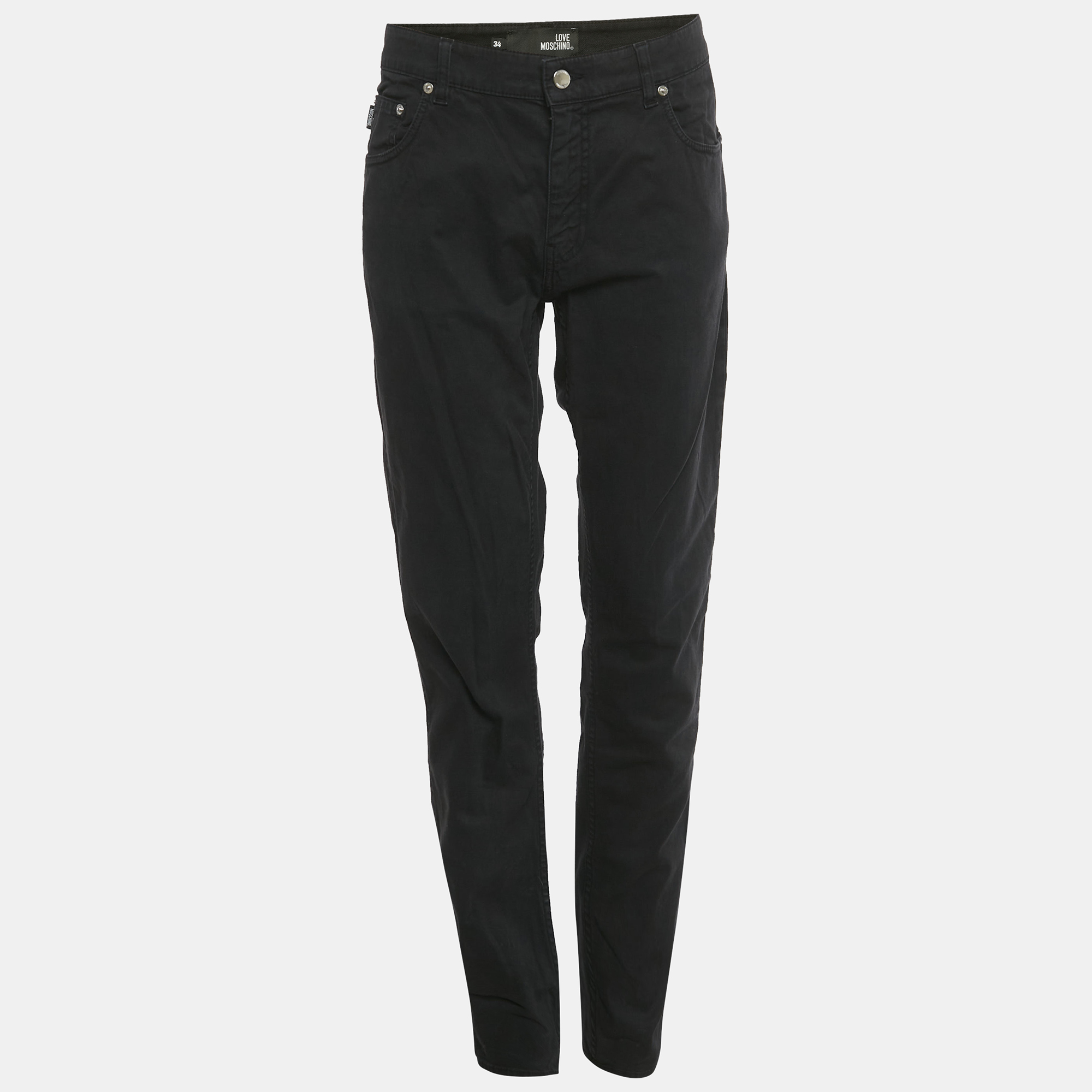 Pre-owned Love Moschino Black Denim Jeans Xl Waist 35"