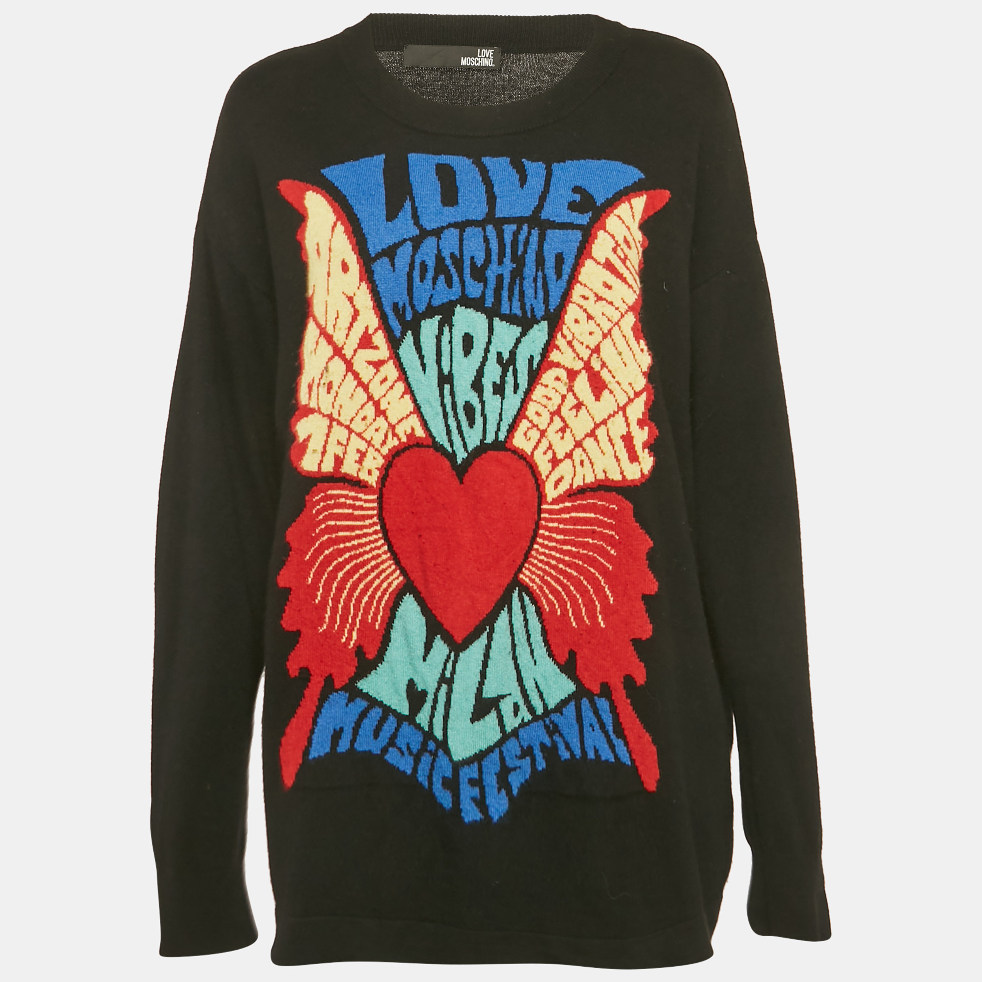 

Love Moschino Black Heart Intarsia Wool Blend Sweatshirt M