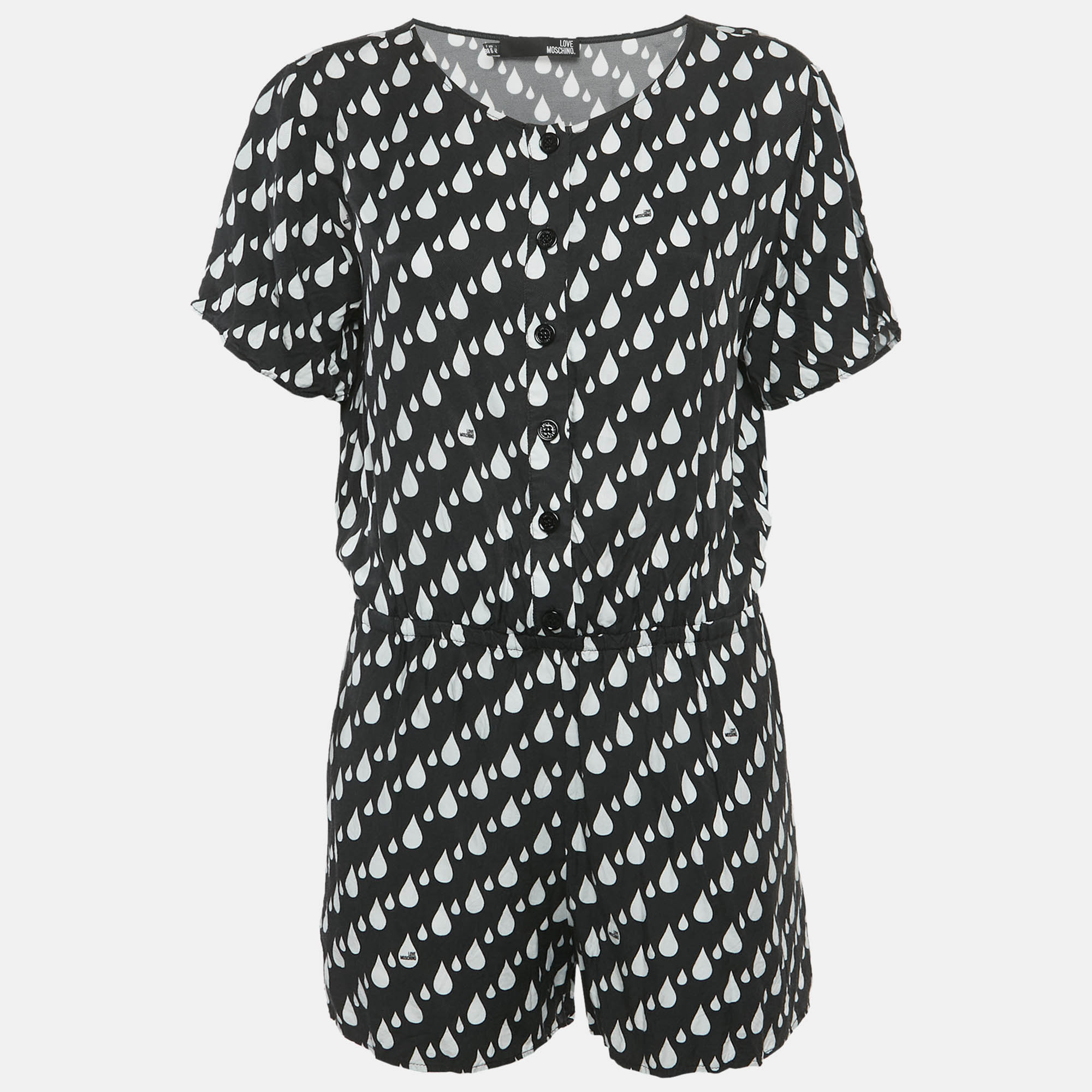 

Love Moschino Black Drop Print Short Sleeved Playsuit M