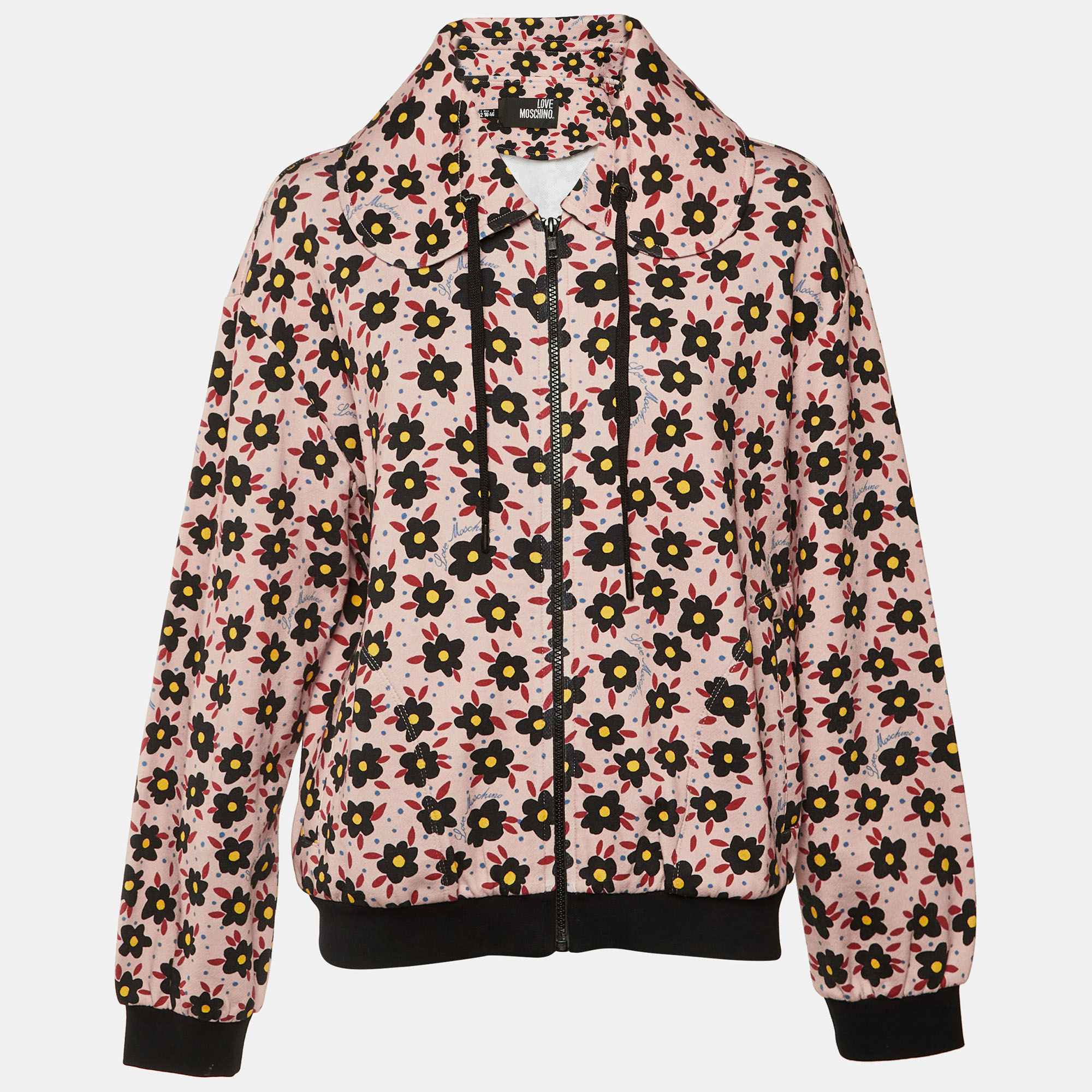 

Love Moschino Light Pink Floral Printed Cotton Knit Jacket L, Multicolor