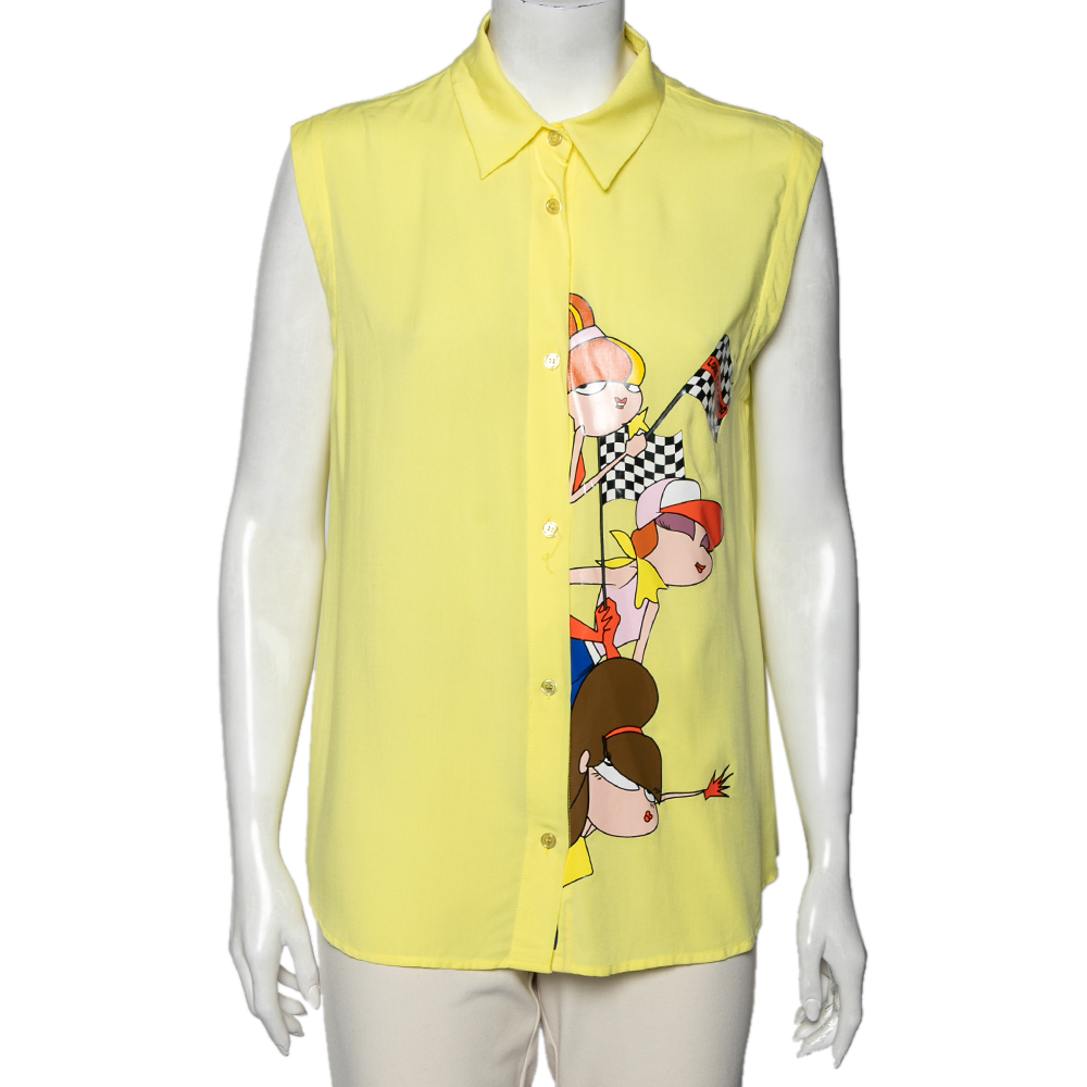 

Love Moschino Yellow Printed Sleeveless Shirt L