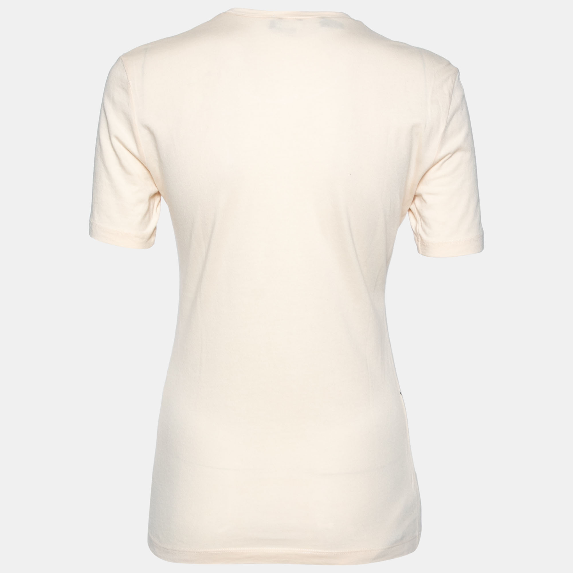 

Love Moschino Cream Logo Printed Jersey Short Sleeve T-Shirt