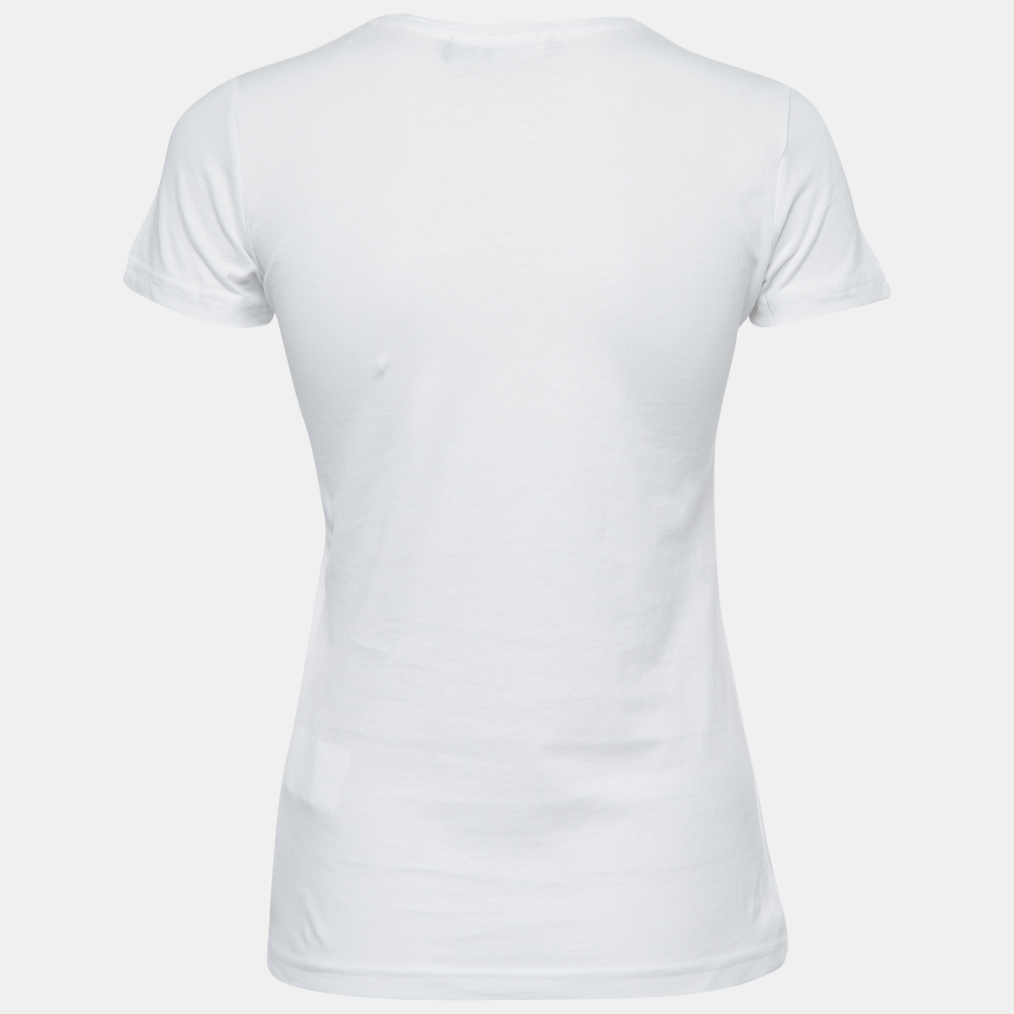 

Love Moschino White Logo Printed Cotton Short Sleeve T-Shirt