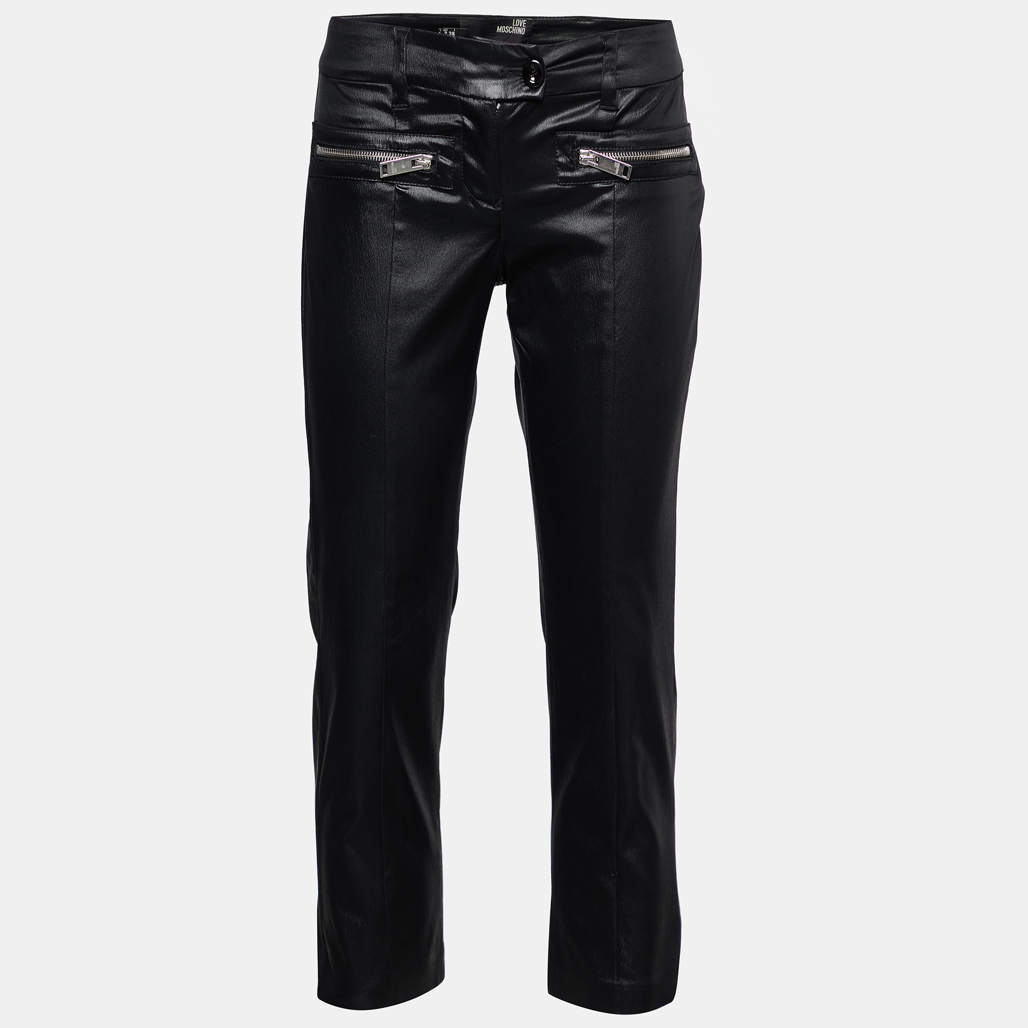 Pre-owned Love Moschino Black Synthetic Cropped Pants S