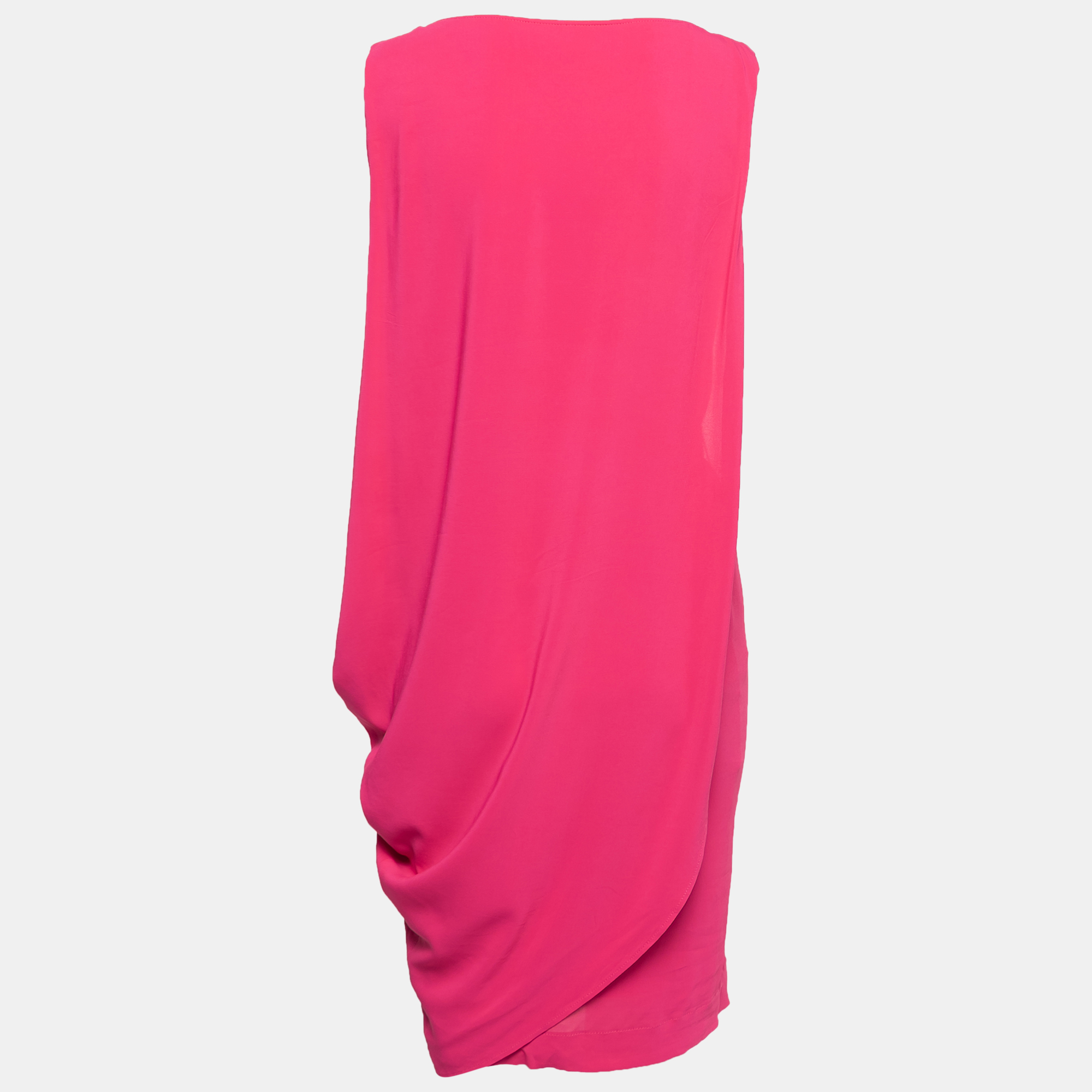 

Love Moschino Pink Crepe Tie Detail Asymmetric Sleeveless Midi Dress