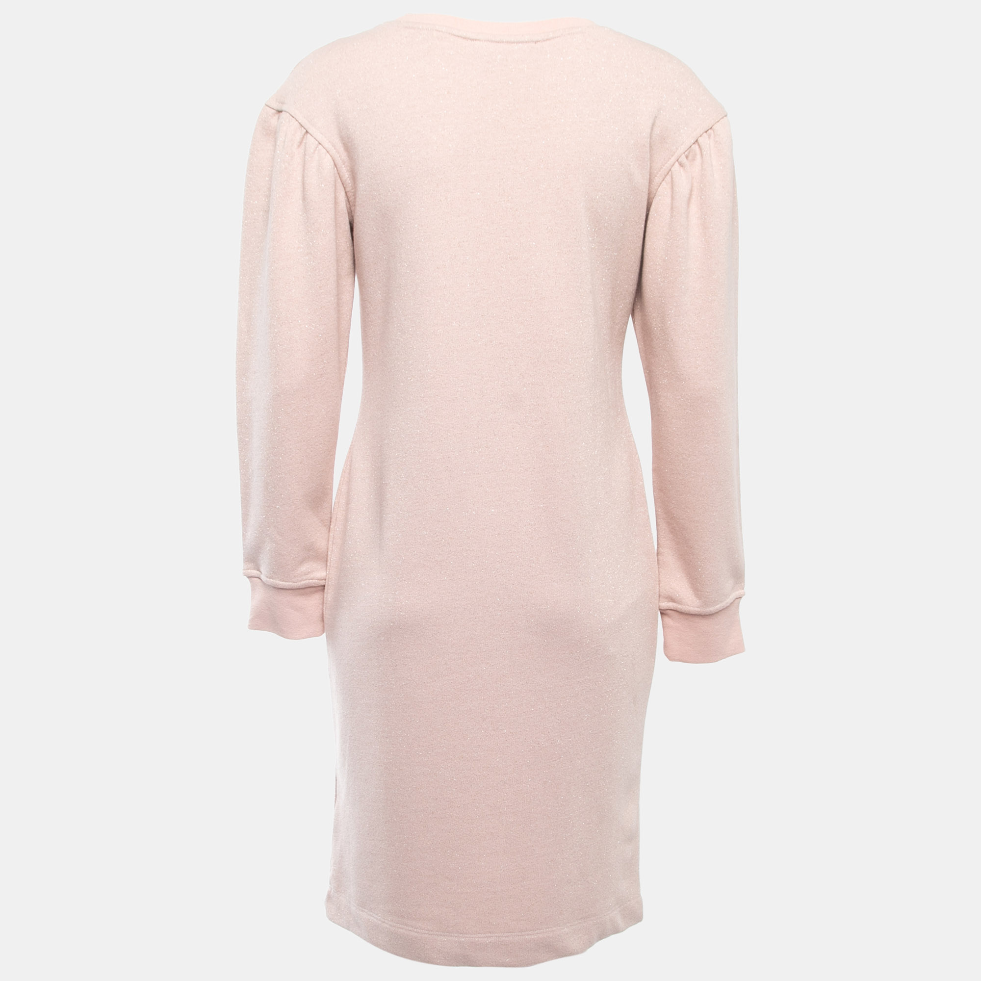 

Love Moschino Dusty Pink Logo Applique Knit Short Sweater Dress