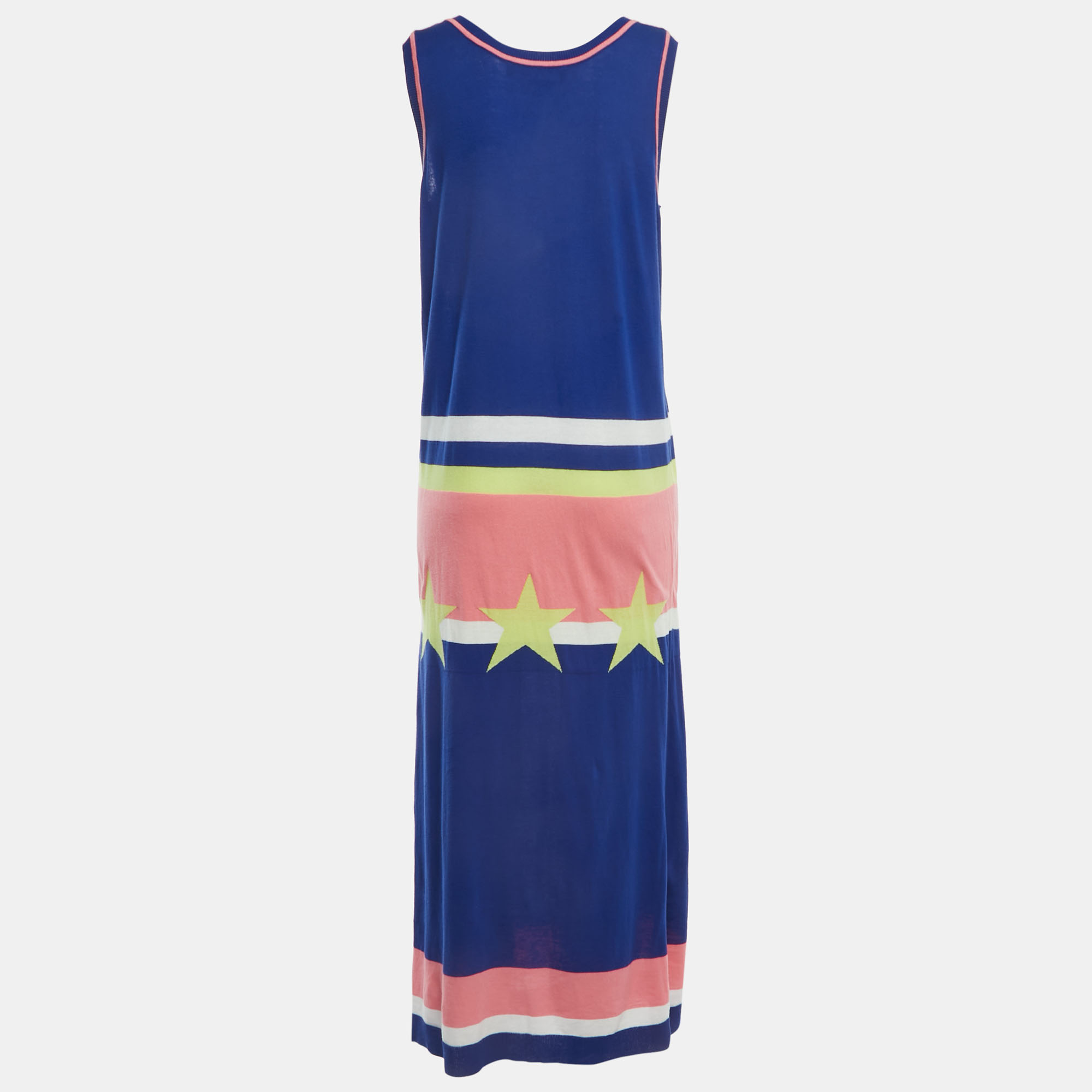 

Love Moschino Blue Knit Logo Sleeveless Maxi Dress