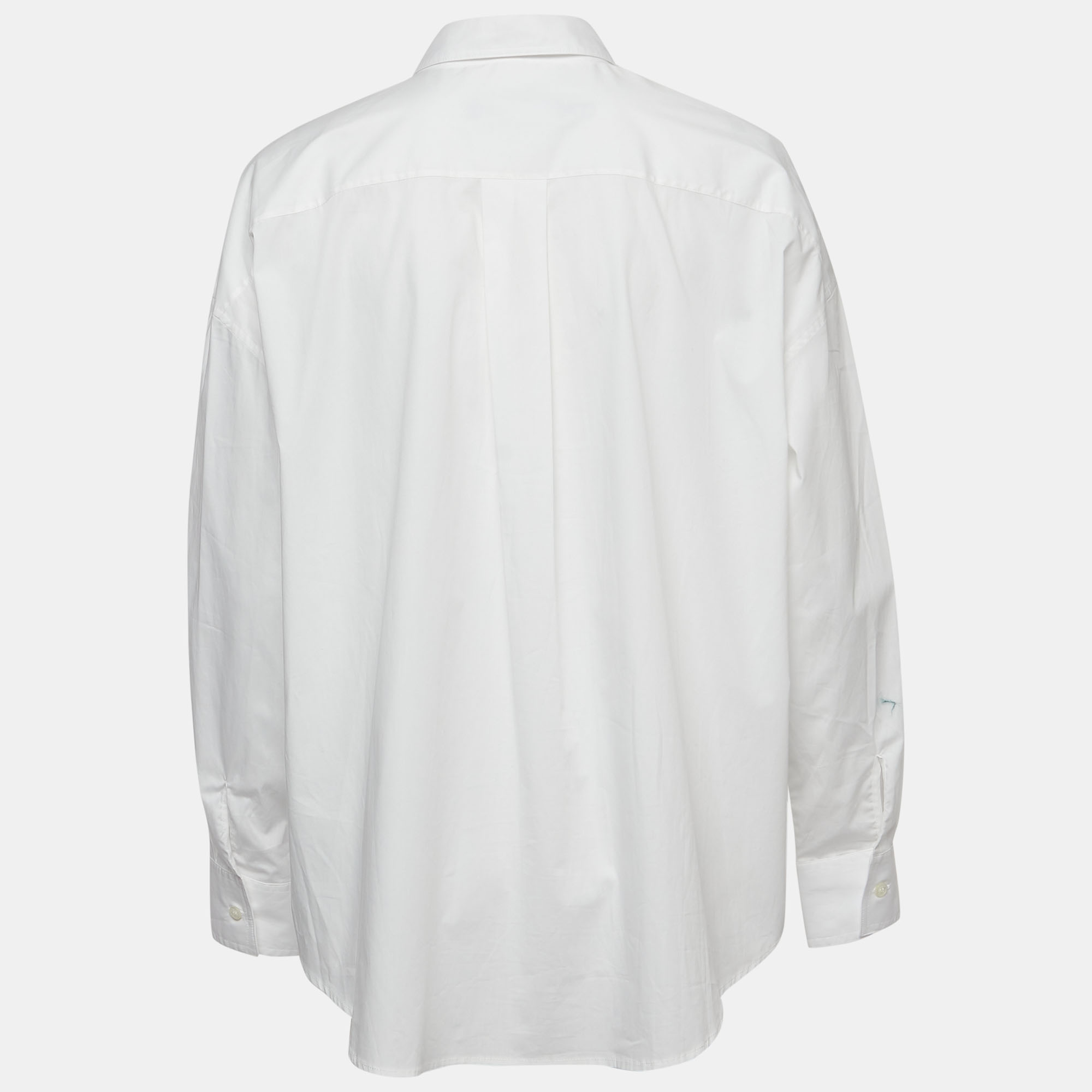 

Love Moschino White Embroidered Cotton Full Sleeve Oversized Shirt