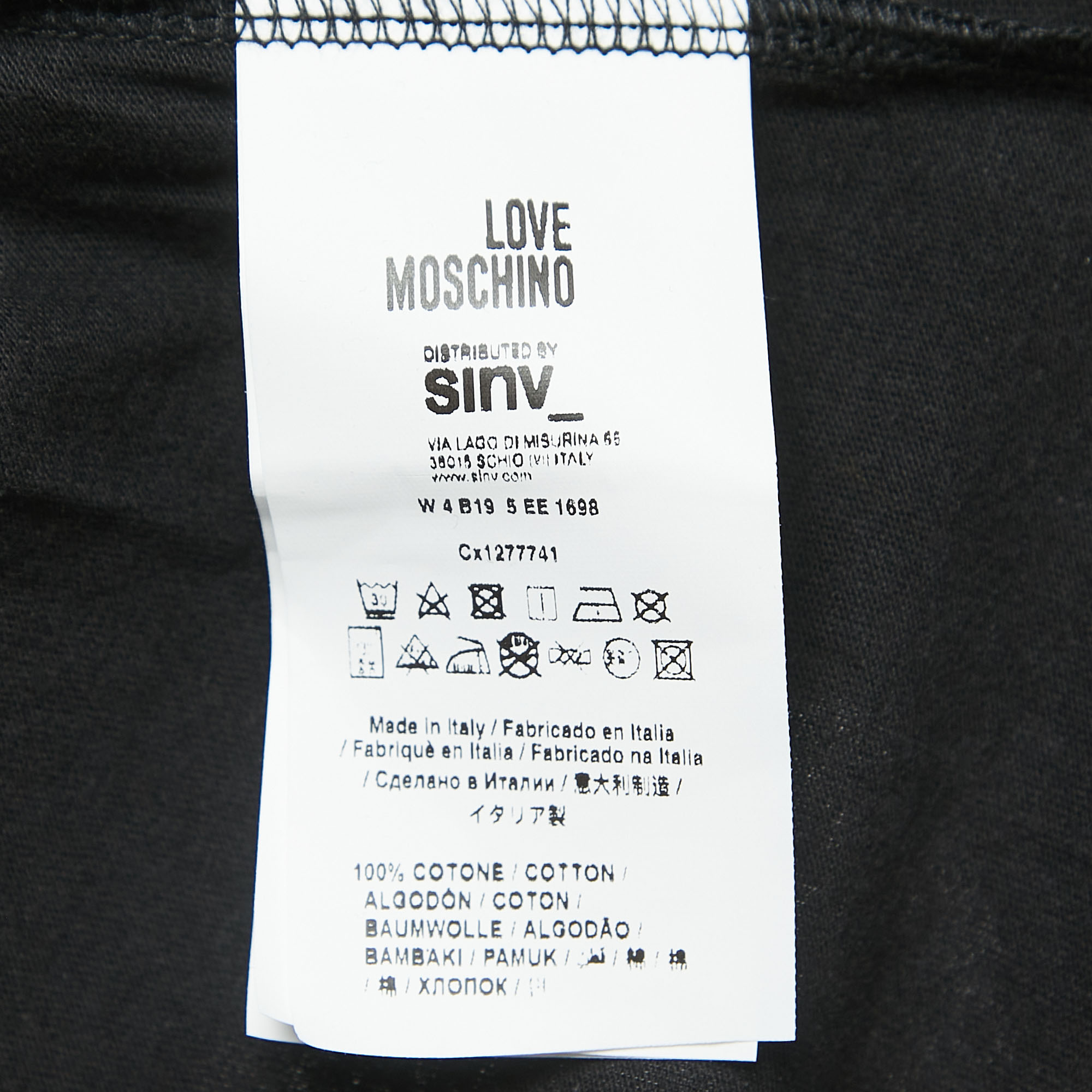 Love Moschino Black Logo Print Cotton Short Sleeve Slim Fit T-Shirt S 