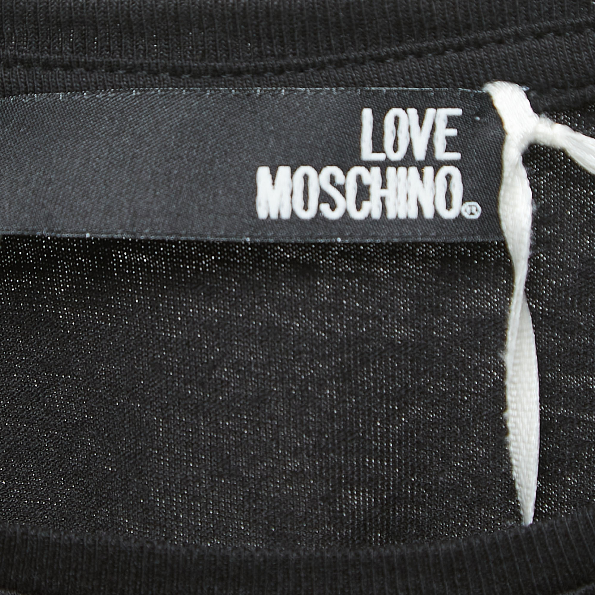 Love Moschino Black Logo Print Cotton Short Sleeve Slim Fit T-Shirt S 