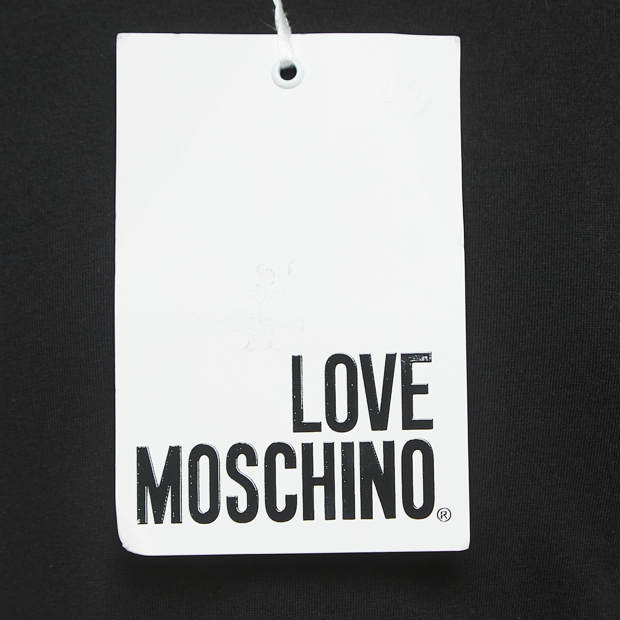 Love Moschino Black Logo Print Cotton Short Sleeve Slim Fit T-Shirt S 