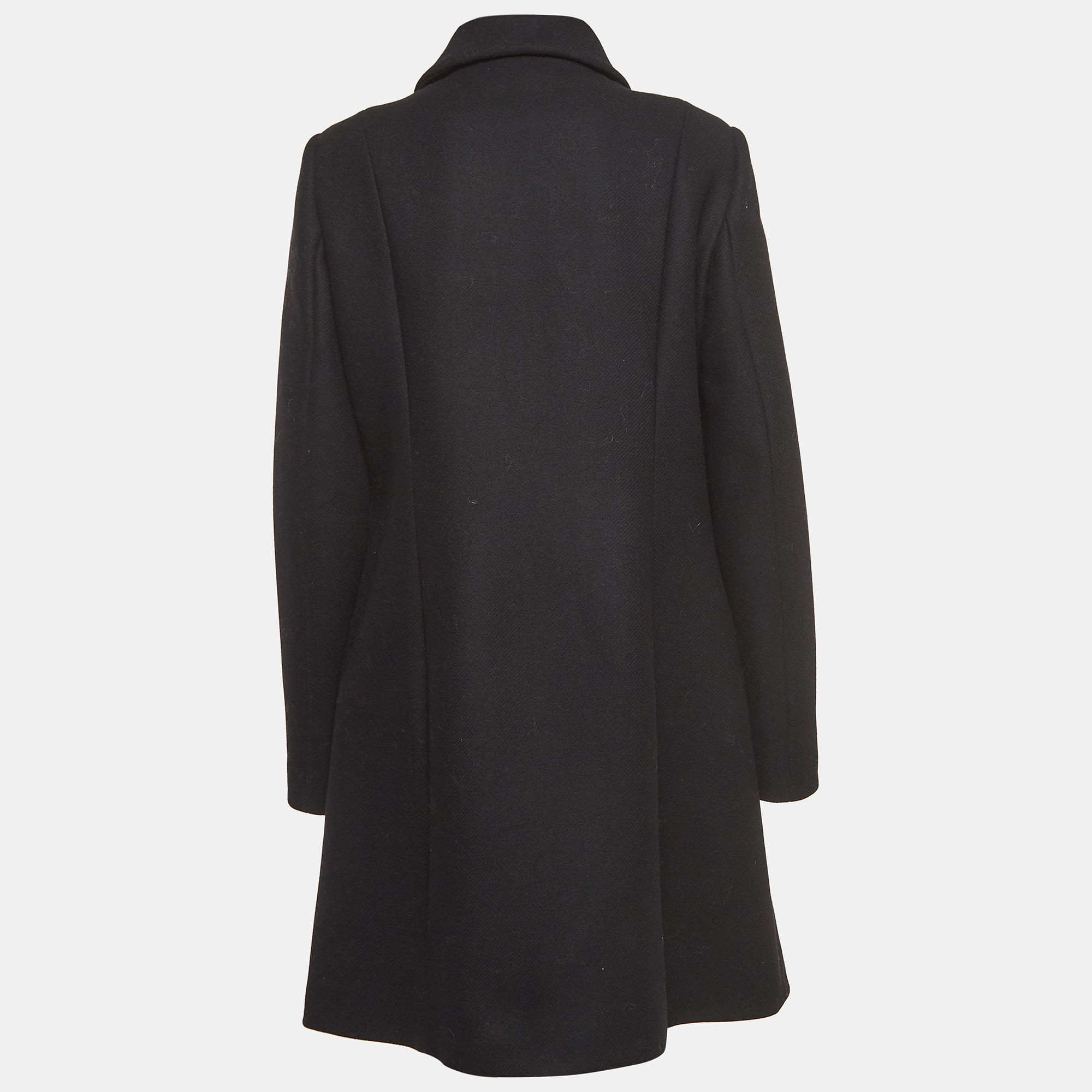 

Love Moschino Black Wool Blend Logo Detail Mid-Length Coat