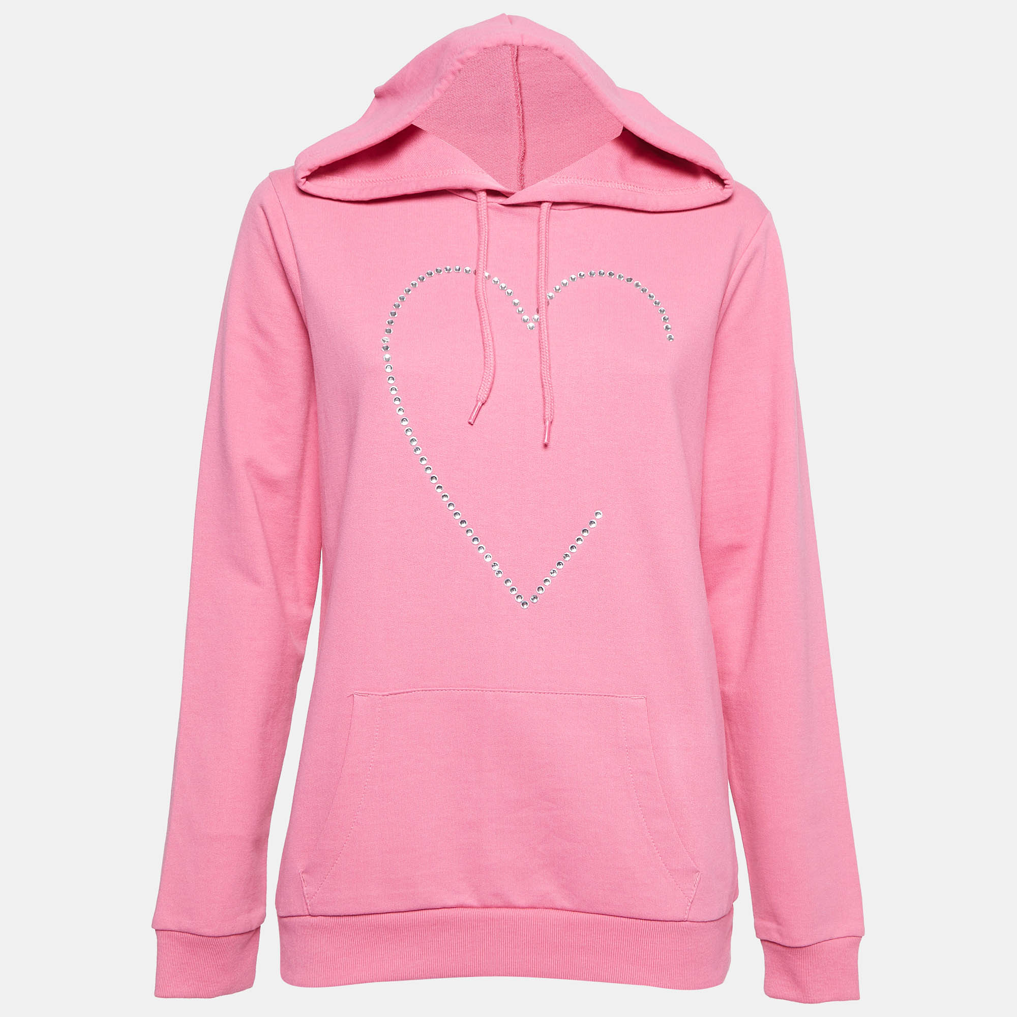 

Love Moschino Pink Crystal Embellished Cotton Hoodie