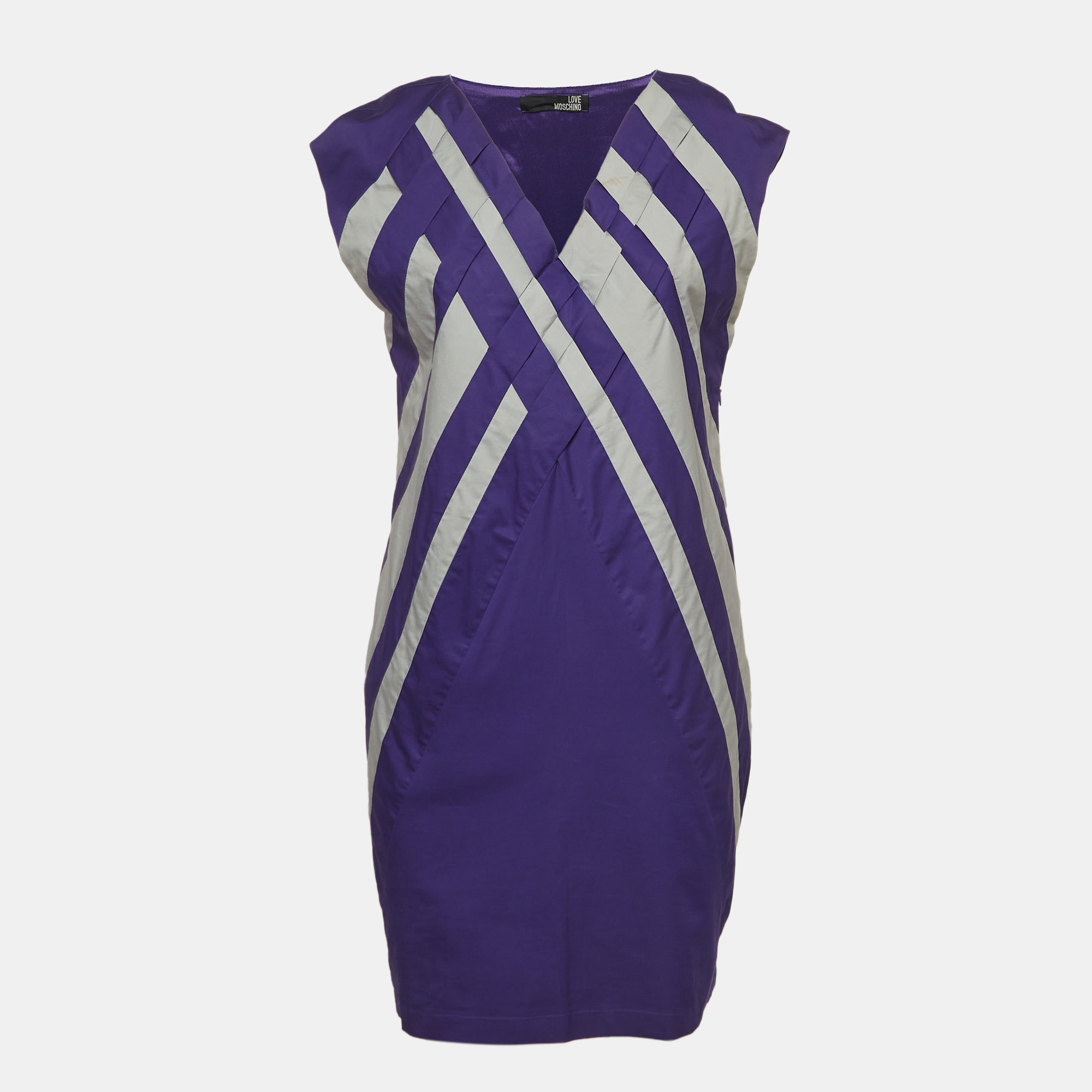 

Love Moschino Purple Poplin Braided Detail Shift Dress M
