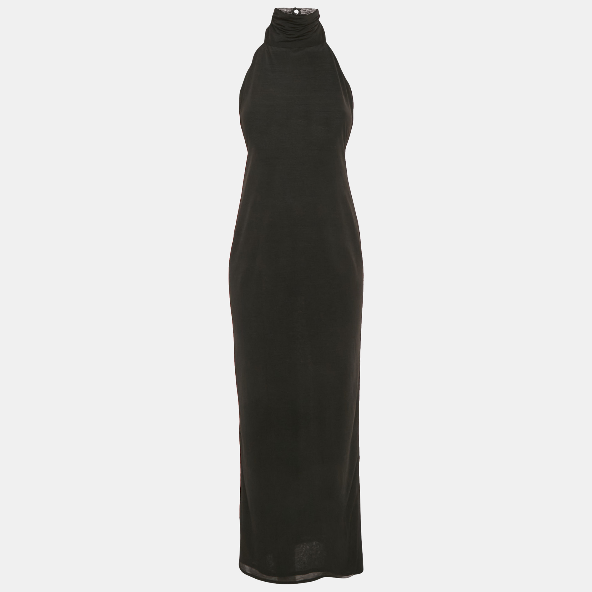 Pre-owned Lovers & Friends Black Jersey Halter Neck Long Dress Xs