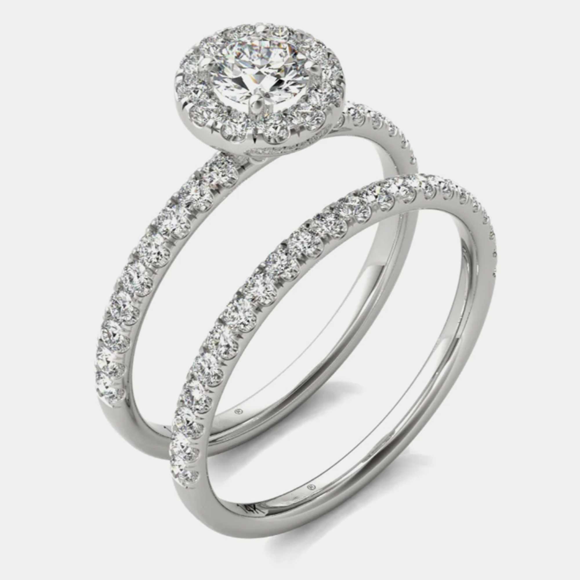 

14K White Gold Halo Bridal Ring (1.00 Ctw, I1-I2)