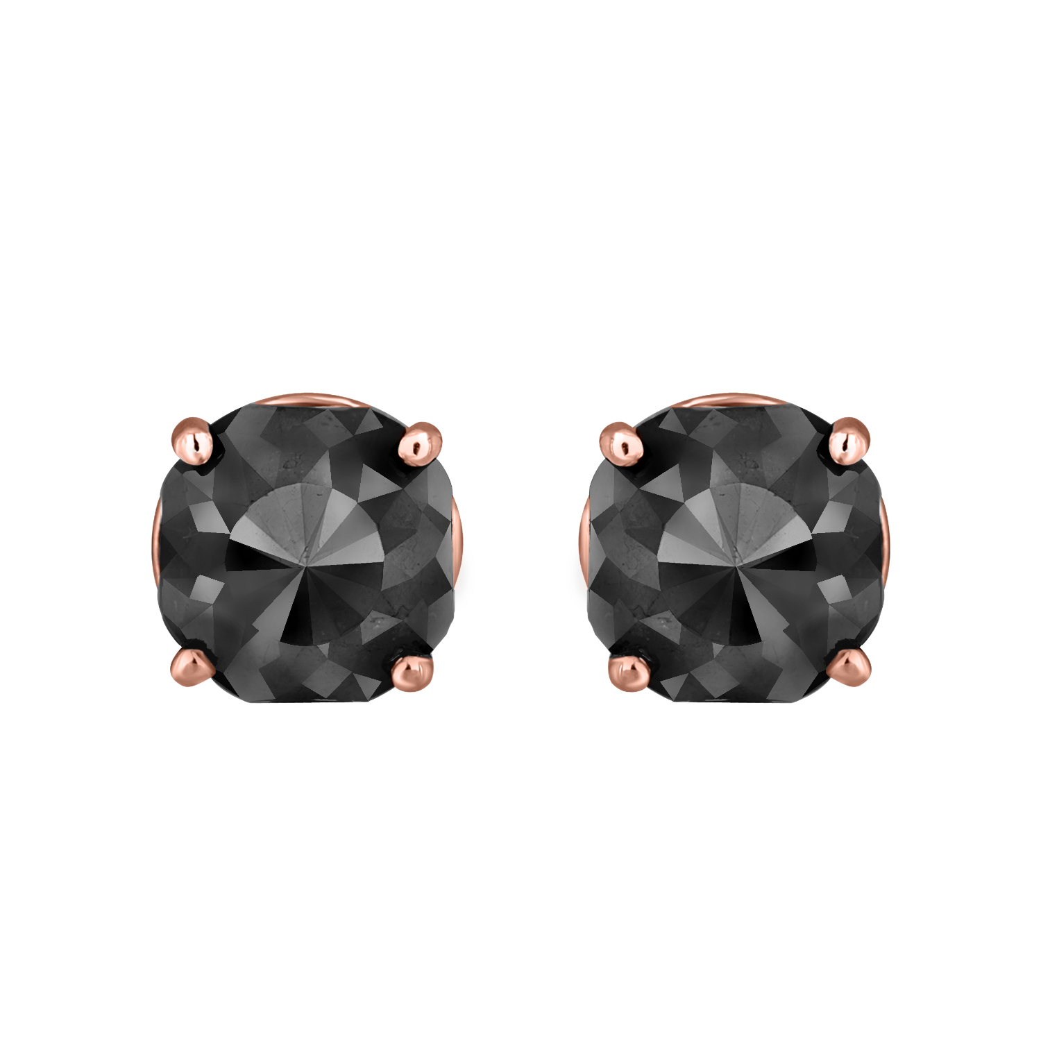 

14K Rose Gold Black Stone Stud Earrings (Appox 4.00 cts)