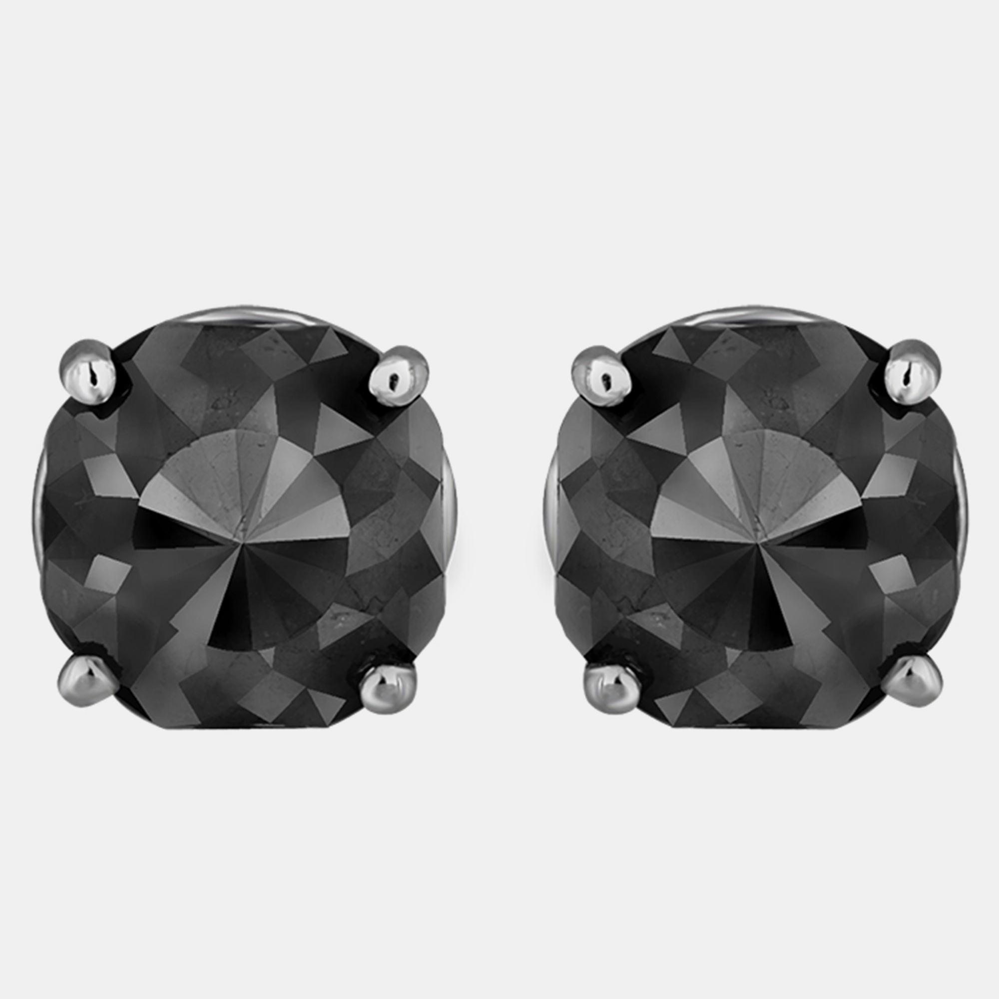 

14K White Gold Black Stone Stud Earrings (Appox 6.00 cts)