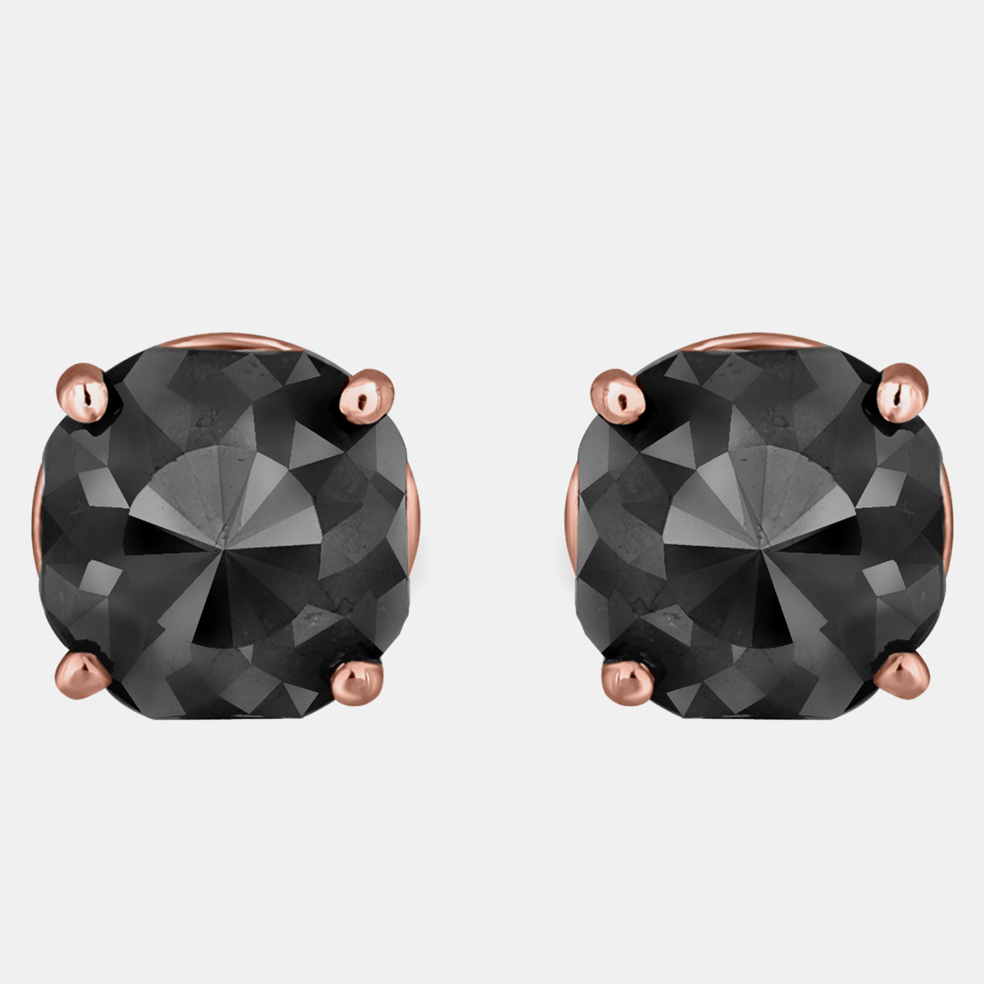 

14K Rose Gold Black Stone Stud Earrings (Appox 6.00 cts)