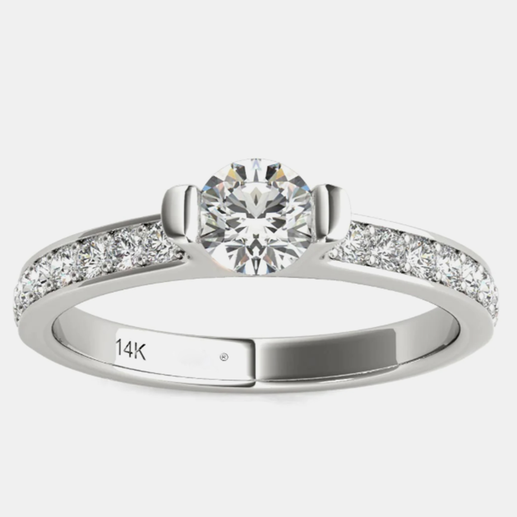 Pre-owned Luv Eclipse 14k White Gold Natural Diamond Engagement Ring Eu 49