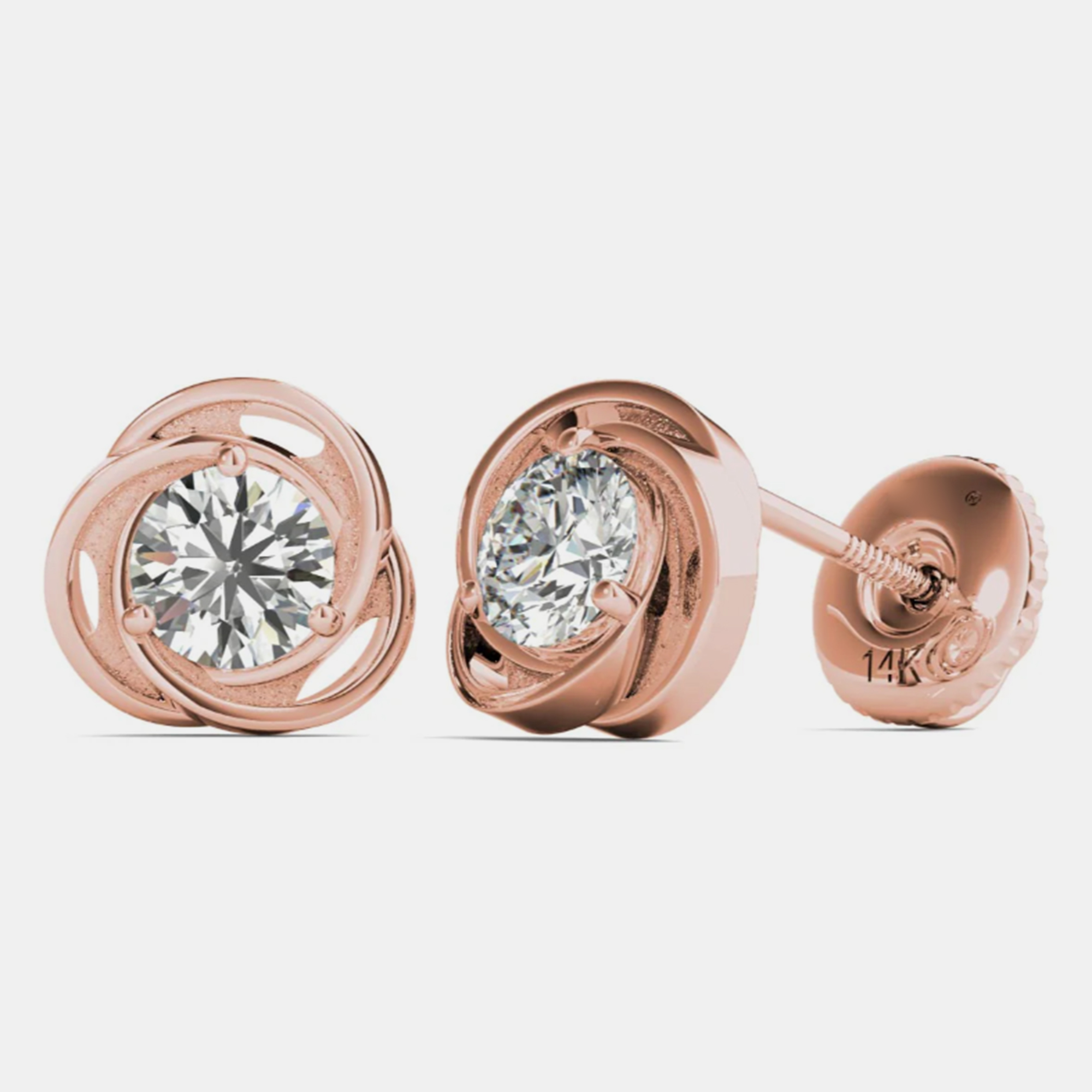 

14K Rose Gold Solitaire Natural Diamond Stud Earrings (1/2 Ctw)