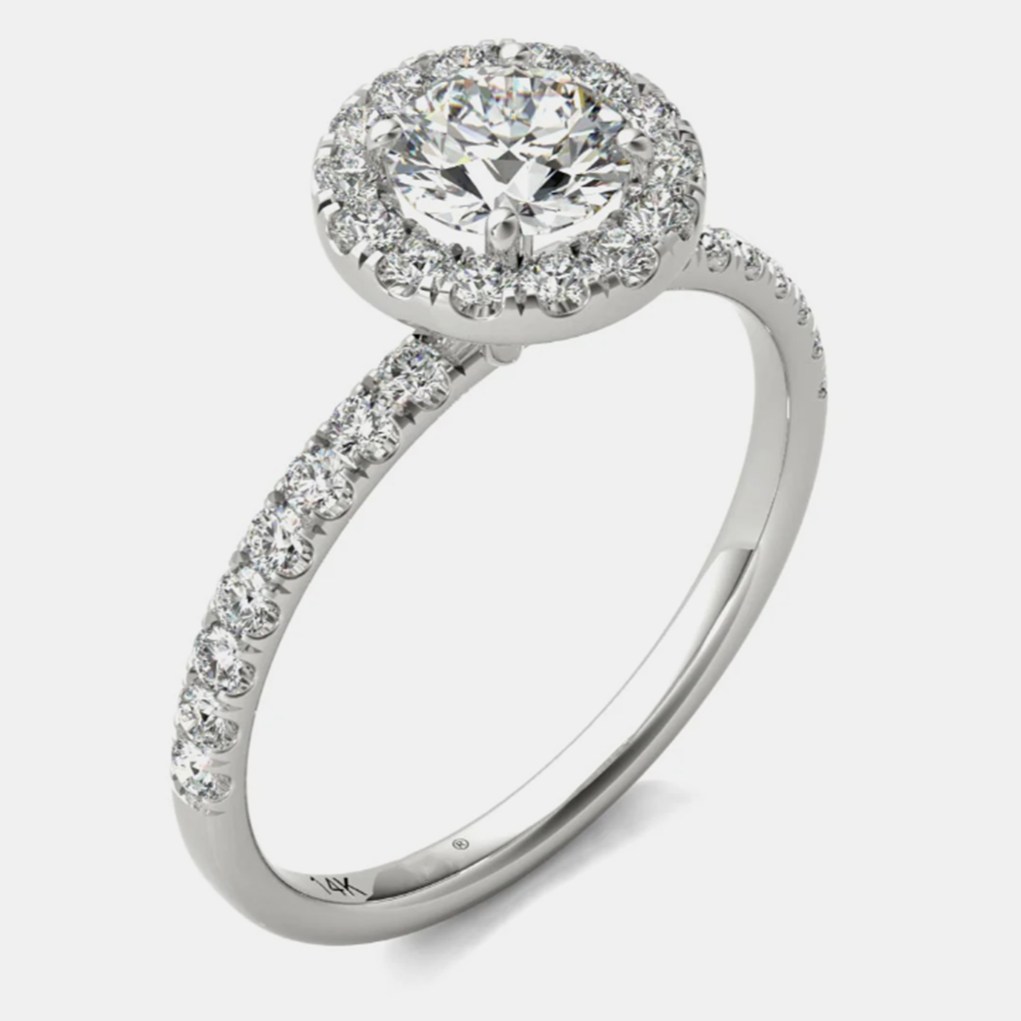 

14K White Gold Natural Diamond Halo Engagement Ring (1.00 Ctw)