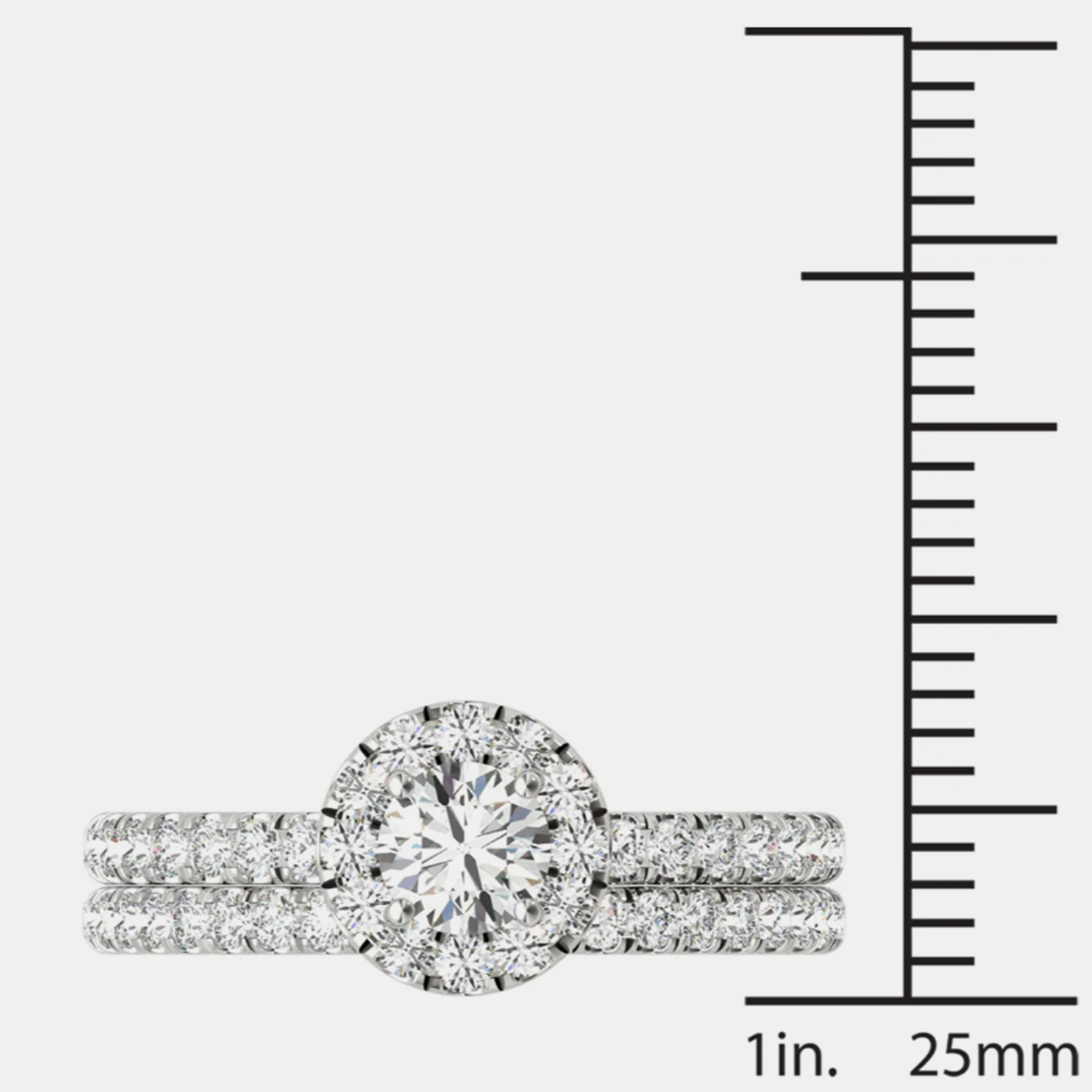 14K White Gold Natural Diamond Halo Wedding Ring Set (1.50 Ctw) 